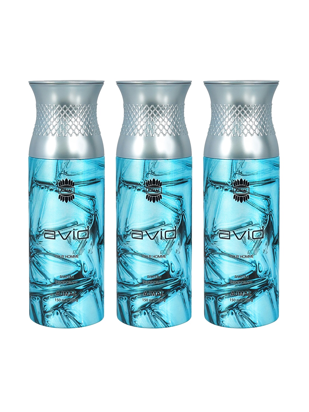

Ajmal Men Set of 3 Avid Long Lasting Deodorant Spray - 150 ml each, Blue
