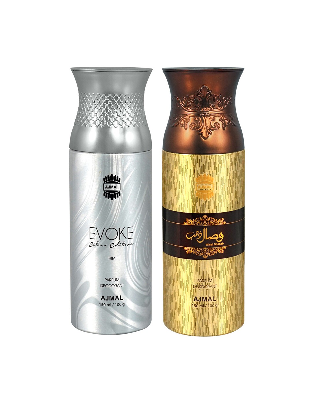 

Ajmal Set of Evoke Silver Edition & Wisal Dhahab Deodorant Spray - 150 ml each