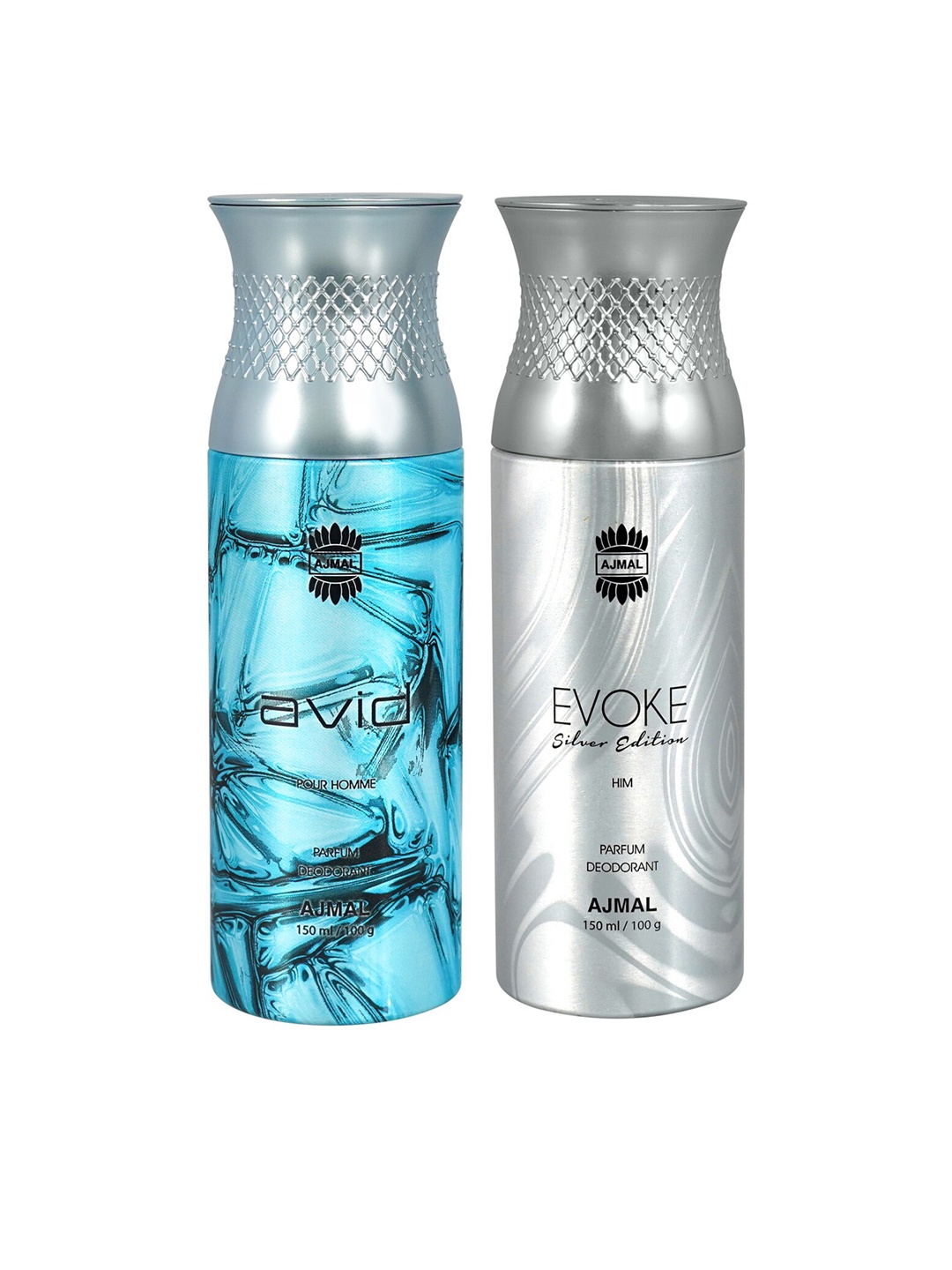 

Ajmal Men Set of Evoke Silver Edition & Avid Deodorant Spray - 150 ml each, Blue