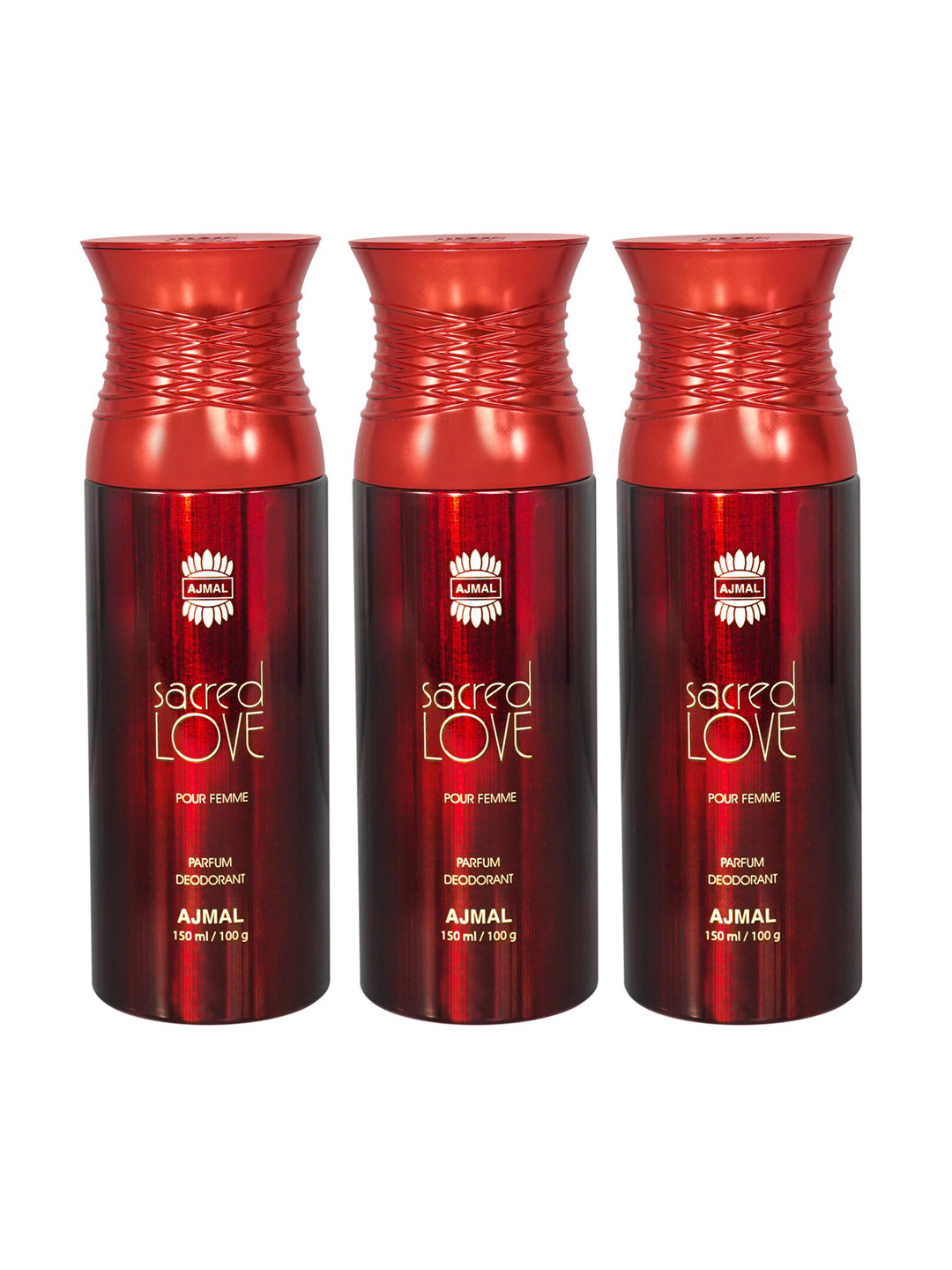 

Ajmal Women Set of 3 Sacred Love Long Lasting Deodorant Spray - 150 ml each, Red
