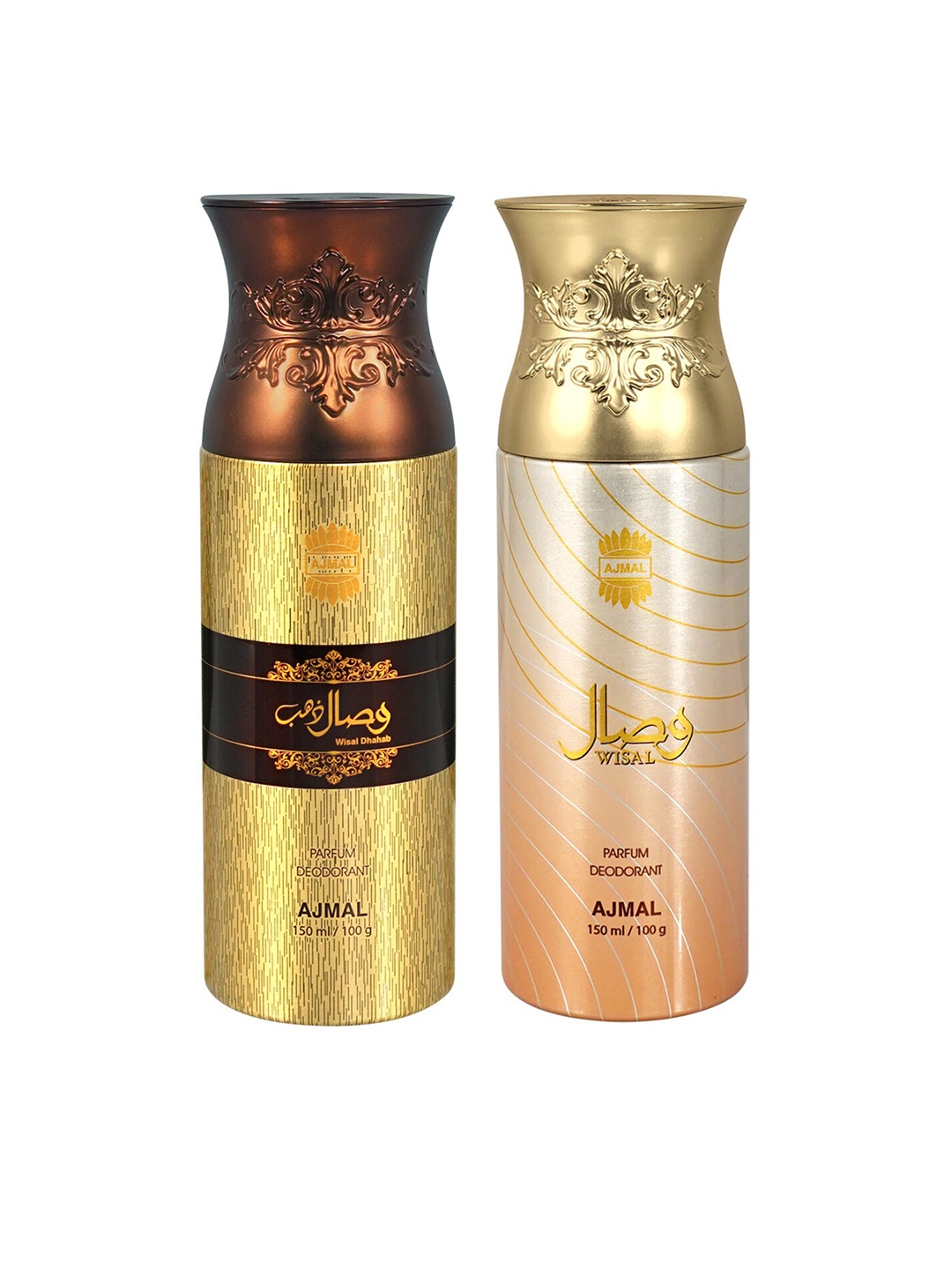 

Ajmal Men Set of Wisal & Wisal Dhahab Deodorants Spray - 150 ml Each, Yellow