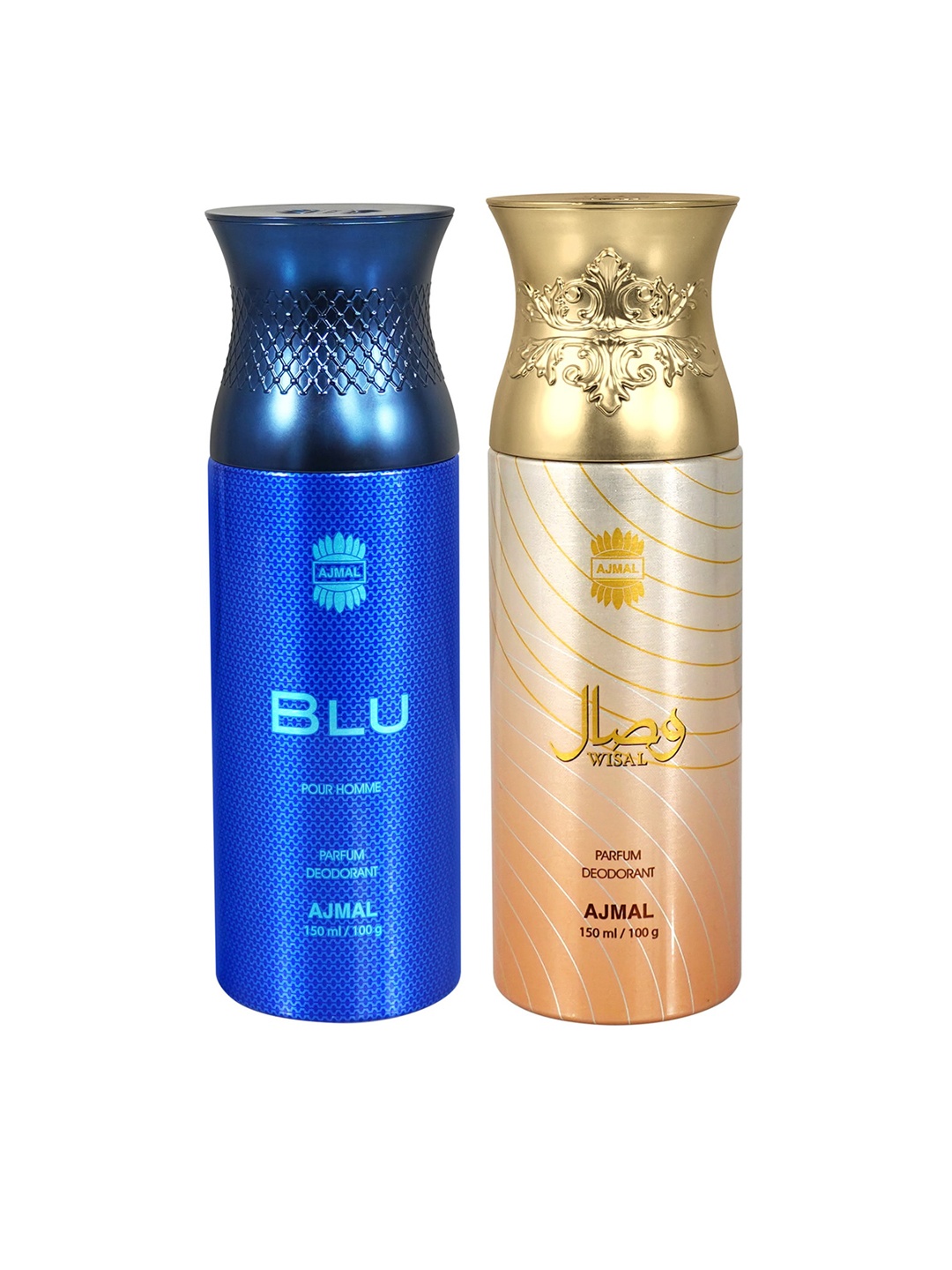 

Ajmal Men Set of Blu & Wisal Long Lasting Deodorant Spray - 150 ml Each, Blue