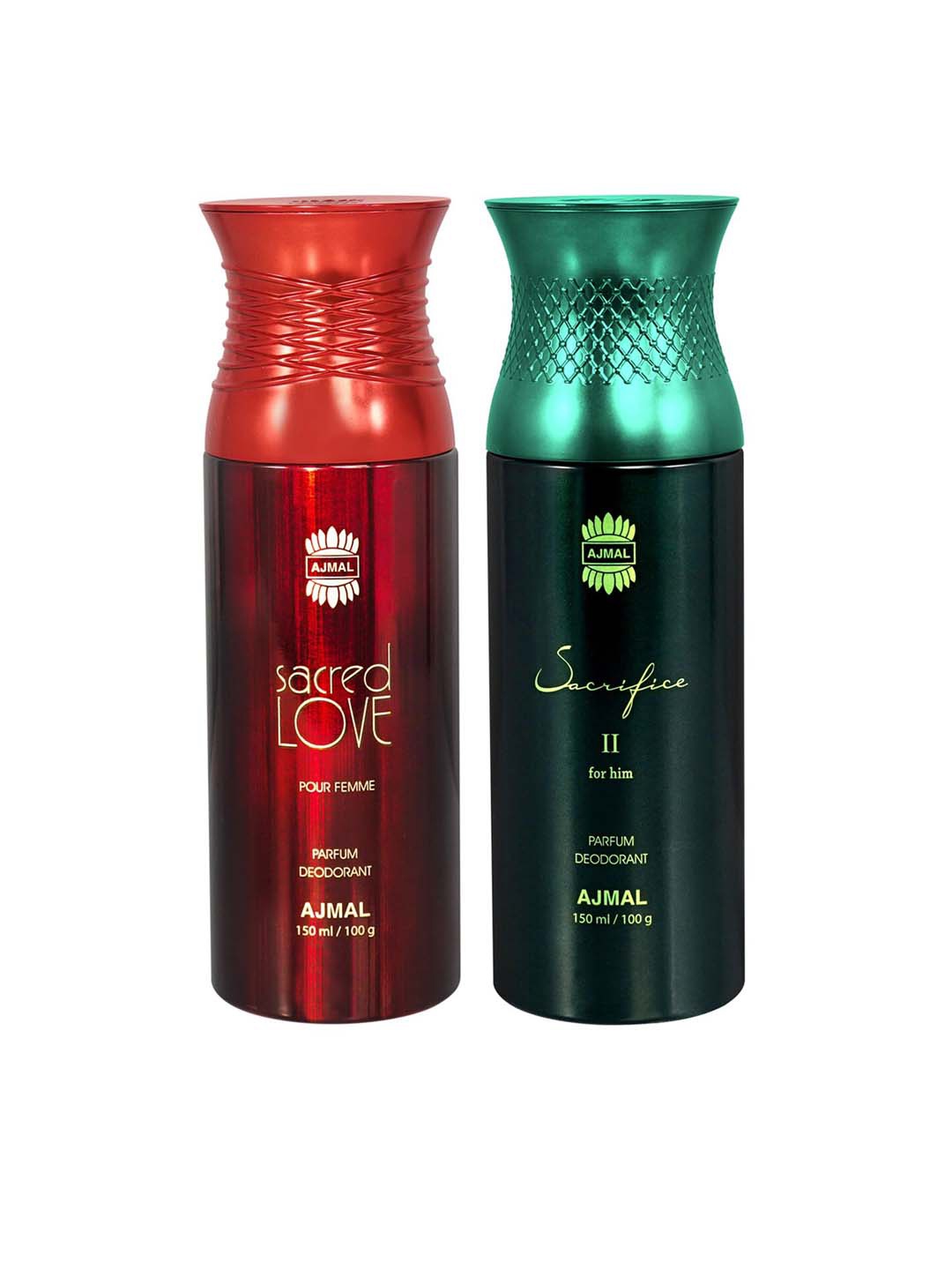 

Ajmal Set Of Women Sacred Love & Men Sacrifice II Deodorant Body Spray - 150ml Each, Red
