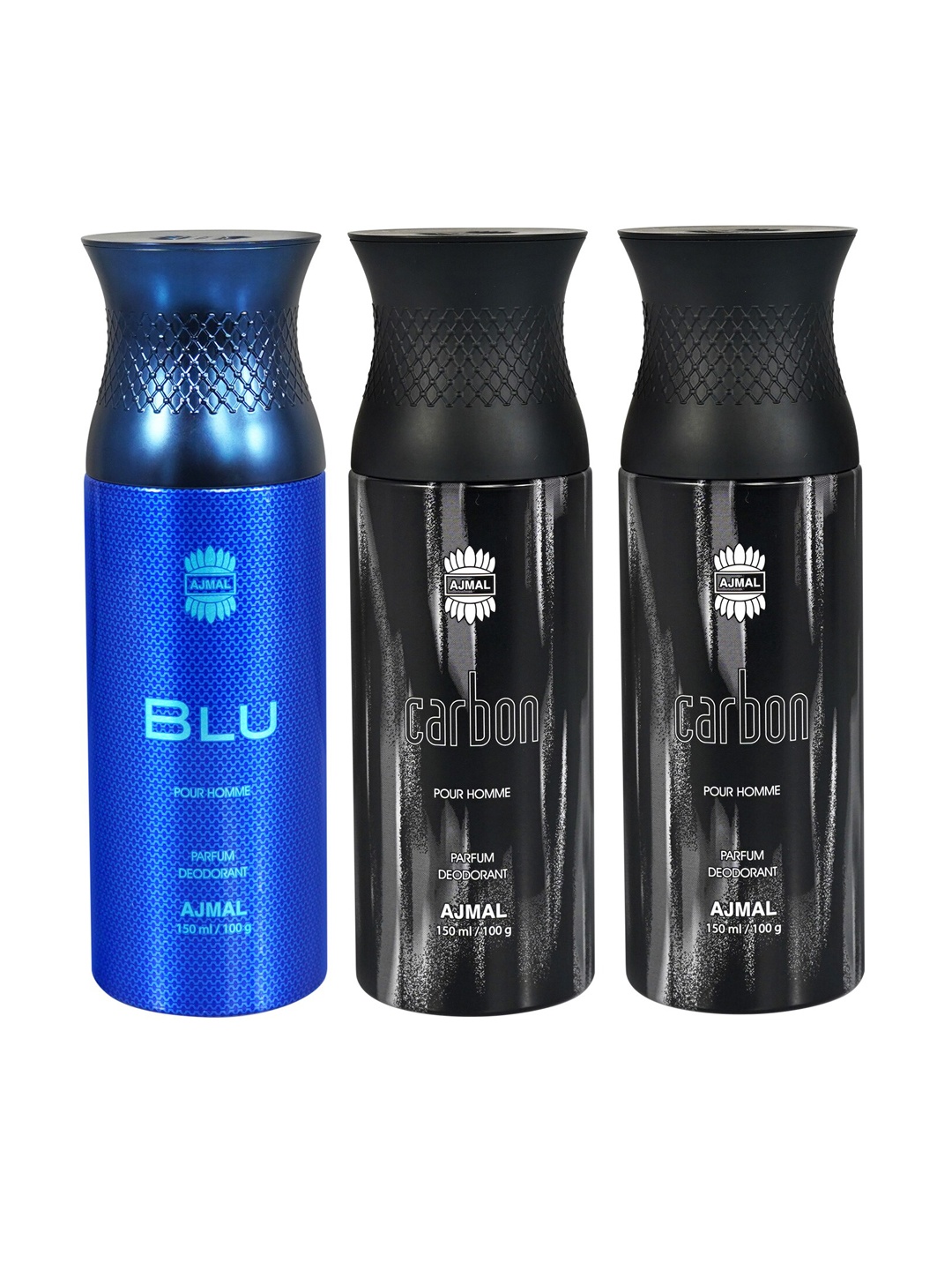 

Ajmal Men Set of 2 Carbon Deodorant & Blu Deodorant Spray - 150ml Each, Blue