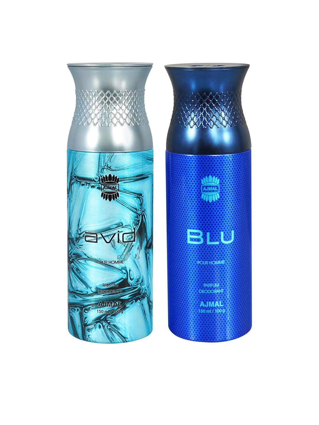 

Ajmal Men Set of Blu & Avid Long Lasting Deodorant Spray - 150 ml each, Blue