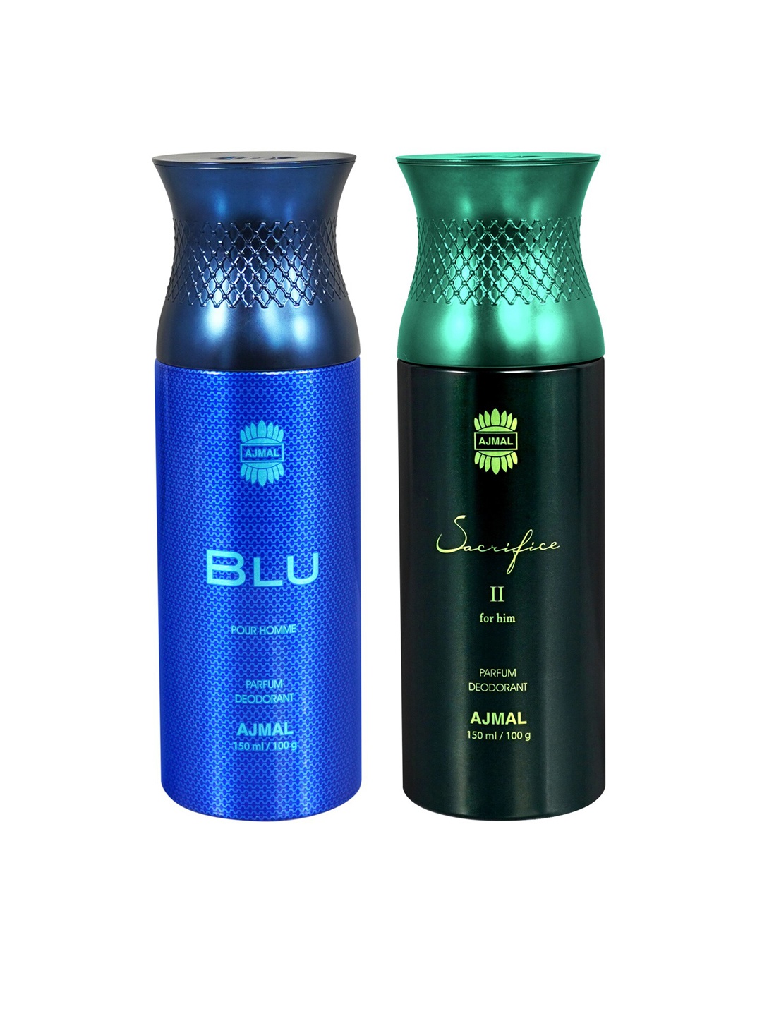 

Ajmal Men Set of Blu & Sacrifice II Long Lasting Deodorant Spray - 150 ml each, Blue