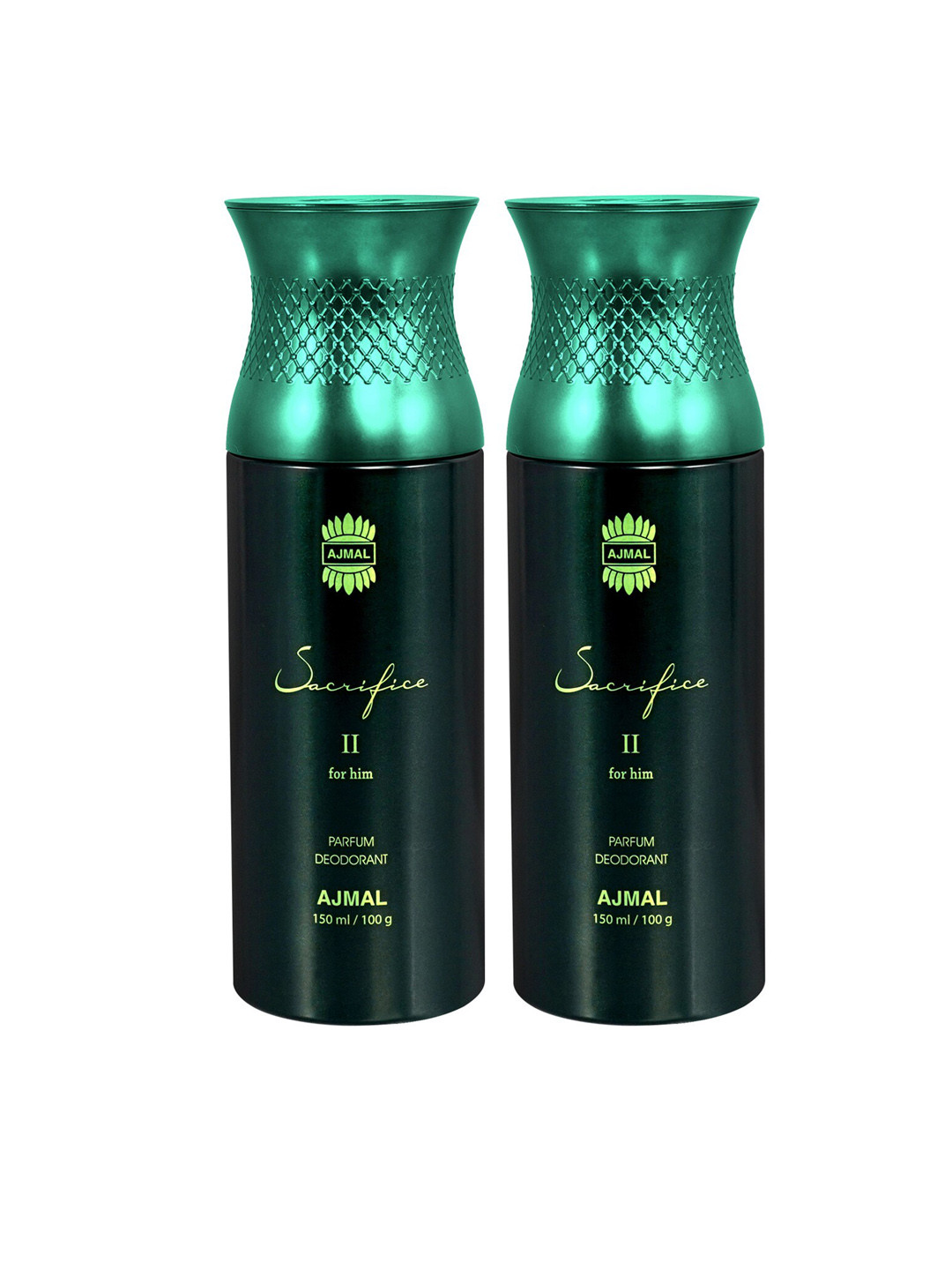 

Ajmal Set of 2 Sacrifice II For Him Long Lasting Deodorant Spray - 150 ml each, Black