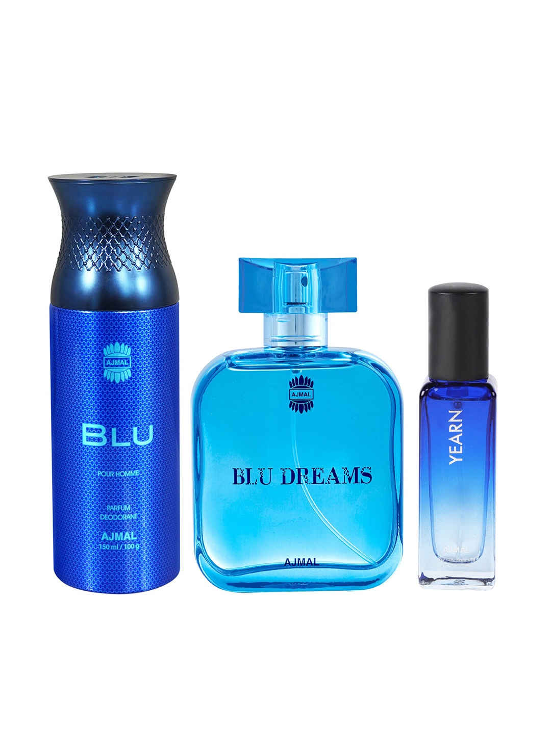 

Ajmal Set Of 2 Eau de Parfum - Blu Dreams + Yearn with Blu Deodorant, Blue