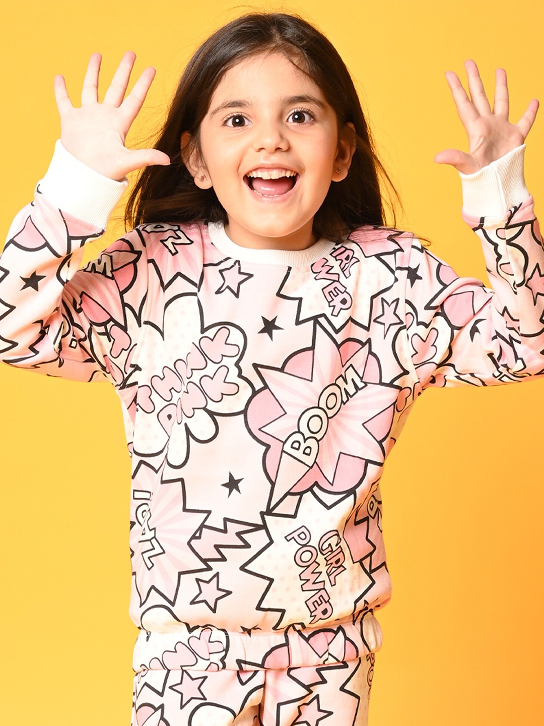 

Anthrilo Girls Pink Printed Sweatshirt