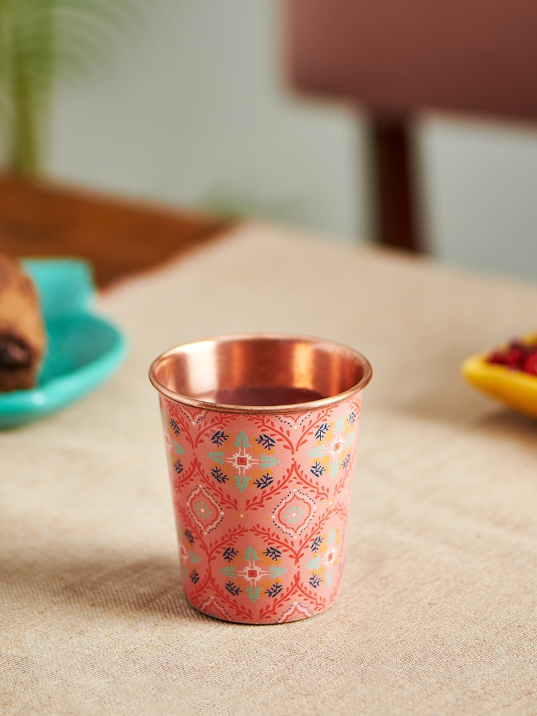

Chumbak Moroccan Printed Copper Tumbler, Coral