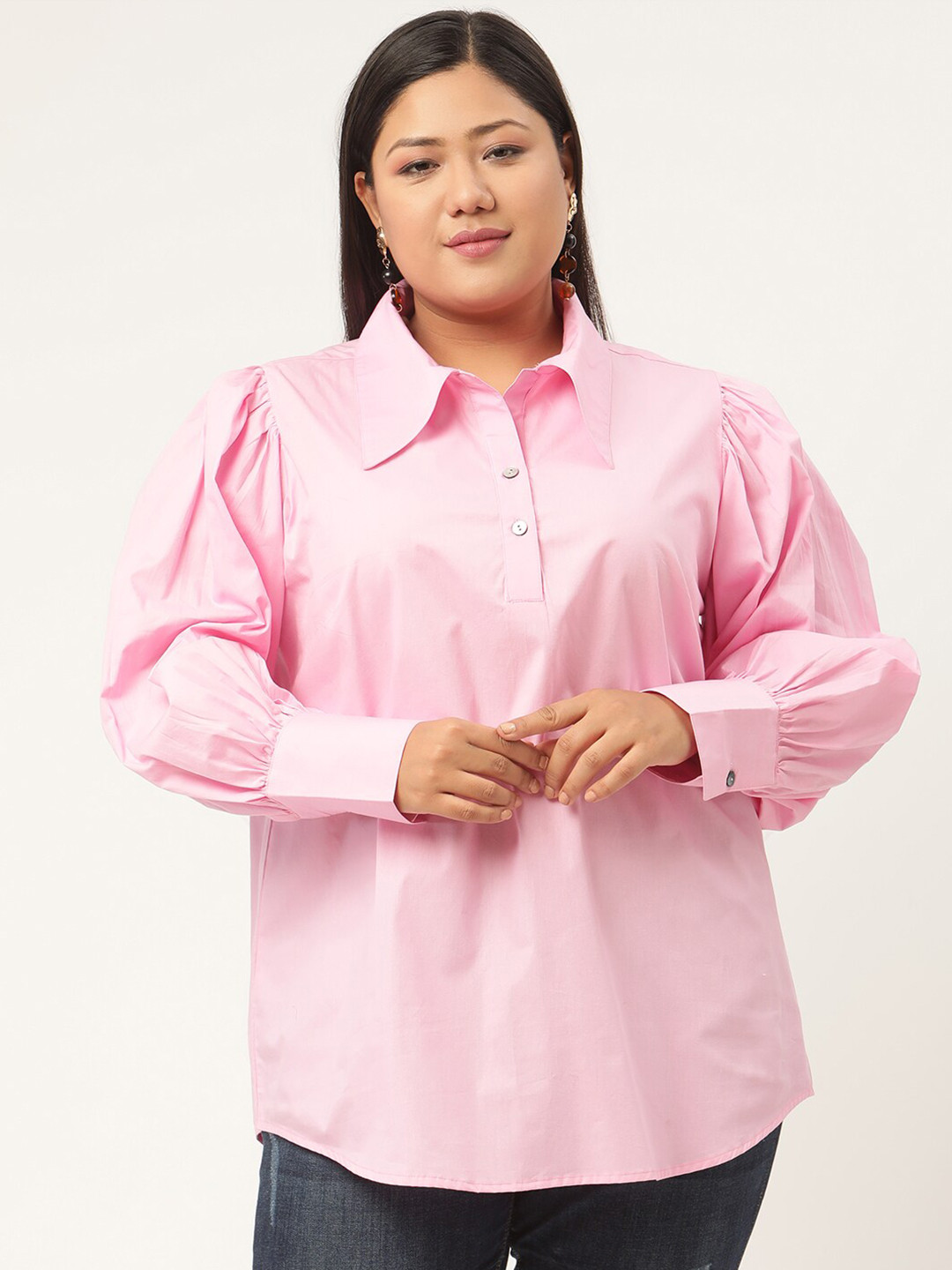 

theRebelinme Pink Shirt Style Pure Cotton Top