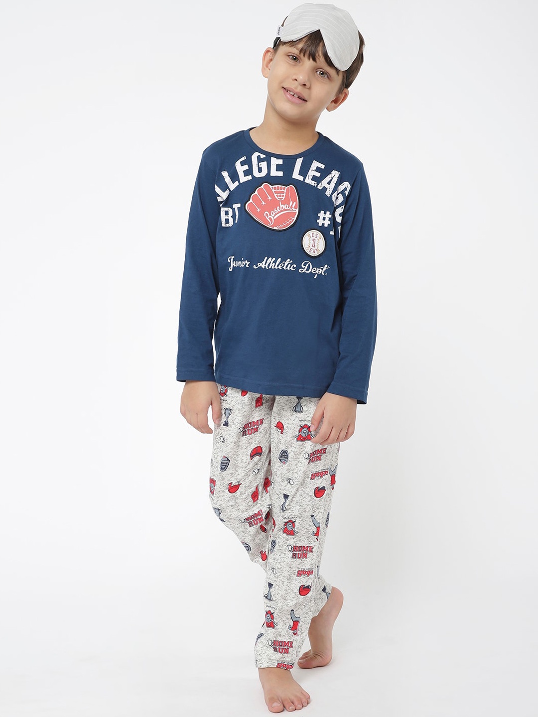 

Sweet Dreams Boys Navy Blue & White Printed Night suit