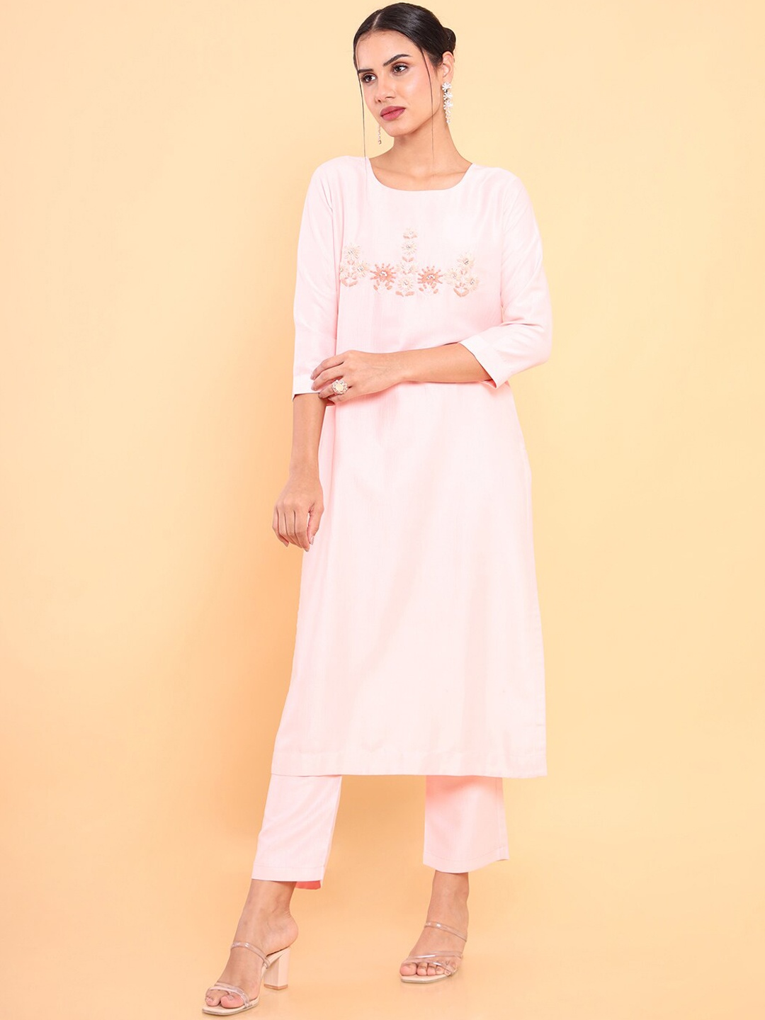 

Soch Women Pink Embroidered Beads and Stones Kurta with Trouser