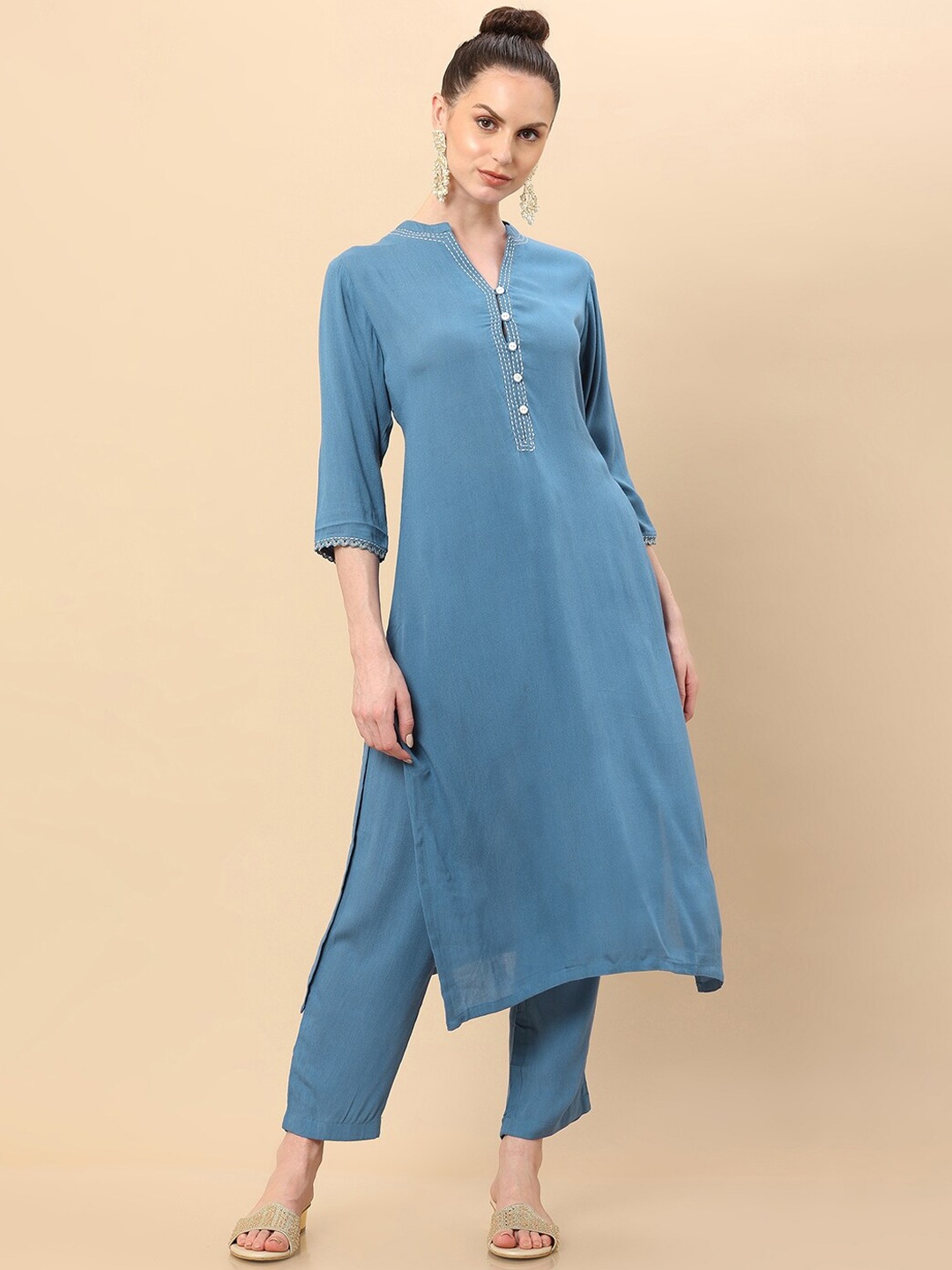 

Soch Women Blue Kurta with Trouser