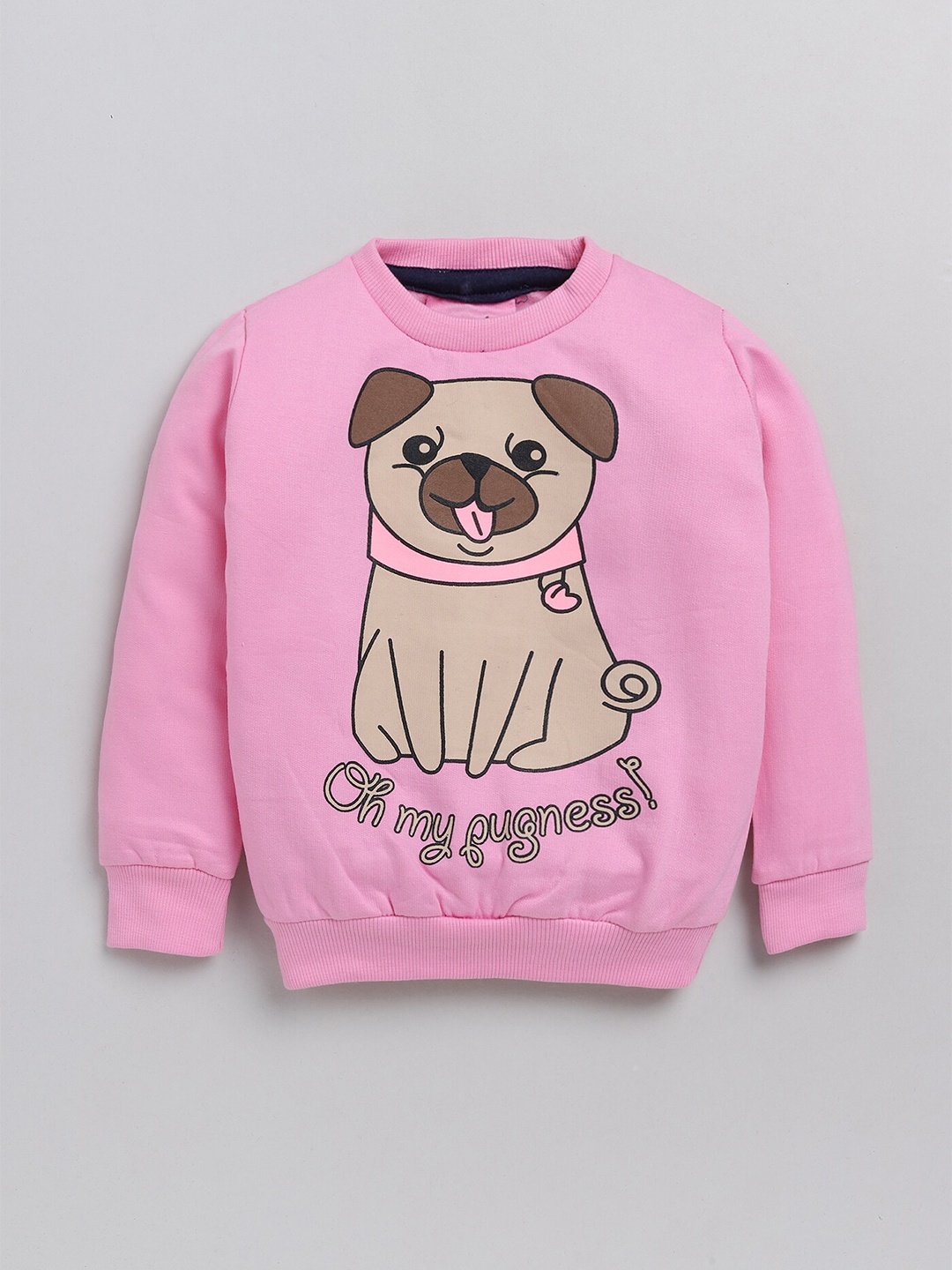 

YK Girls Pink Dog Printed Cotton Sweatshirt