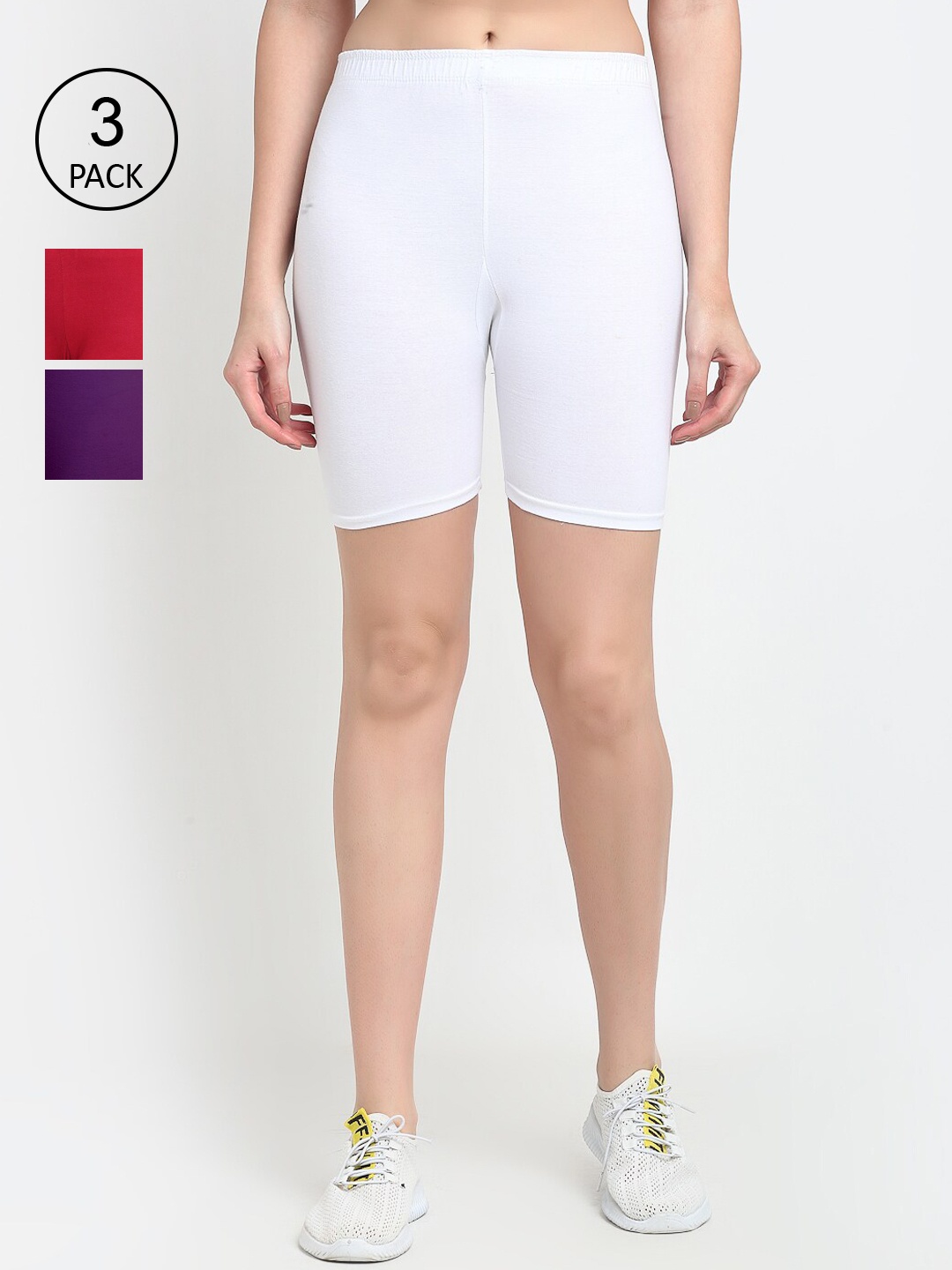 

GRACIT Pack Of 3 Women Red Cycling Sports Shorts
