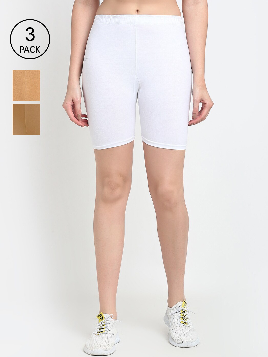 

GRACIT Pack Of 3Women White Cycling Sports Shorts