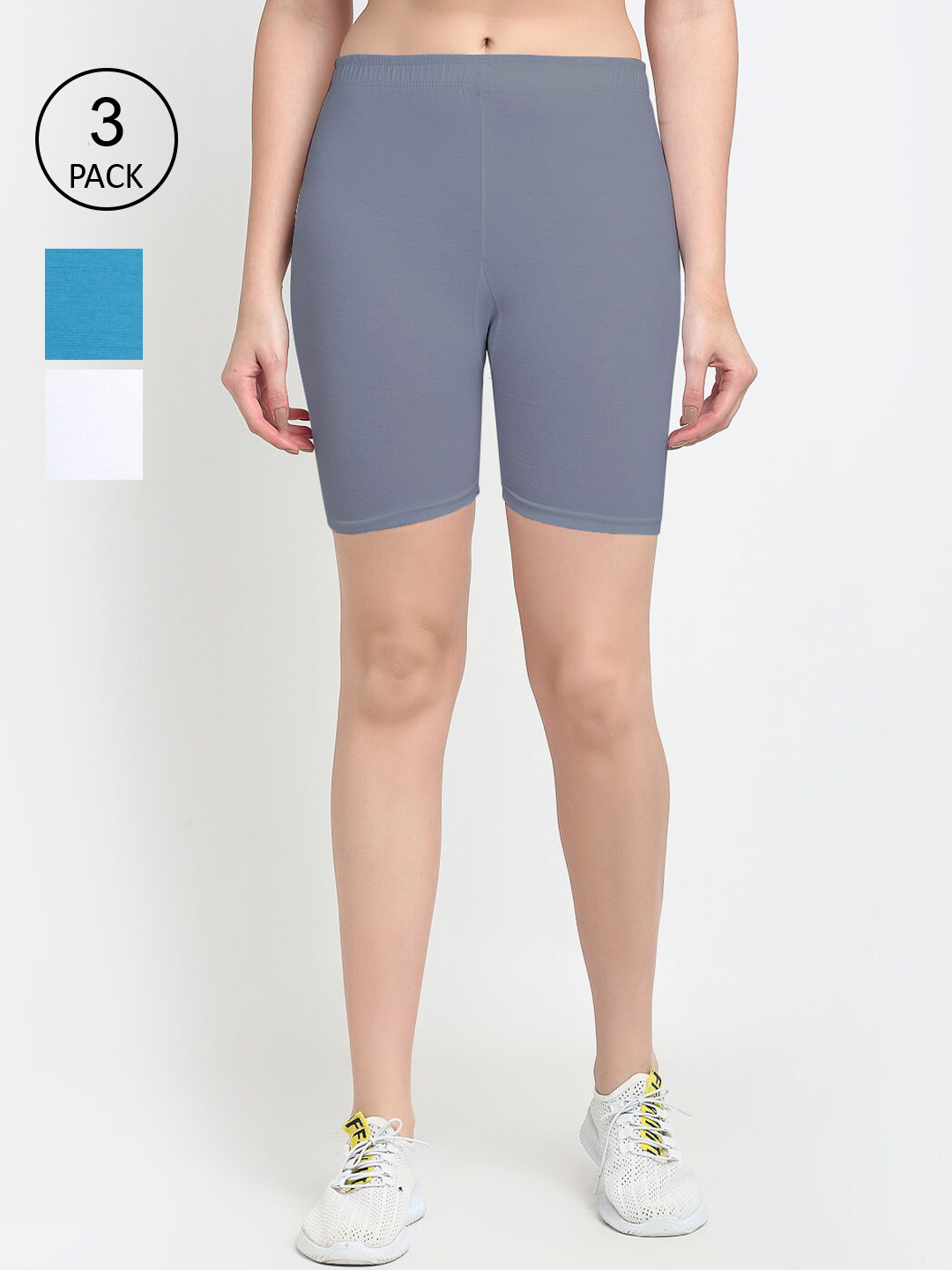

GRACIT Women Pack Of 3 White Cycling Sports Shorts