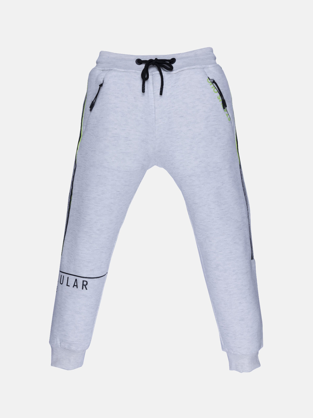 

Status Quo Boys Off White Printed Cotton Joggers