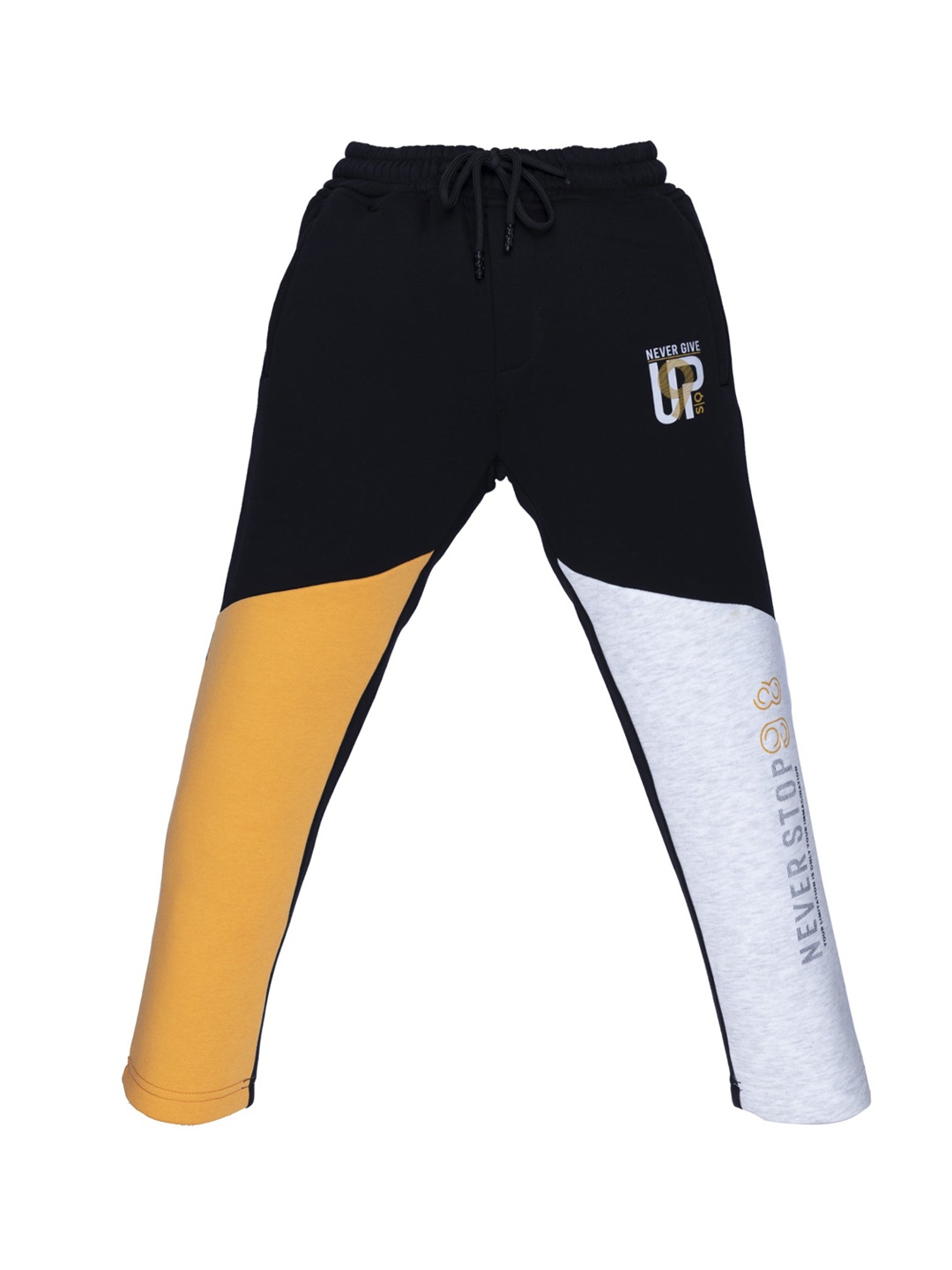 

Status Quo Boys Black & Yellow Colourblocked Track Pants