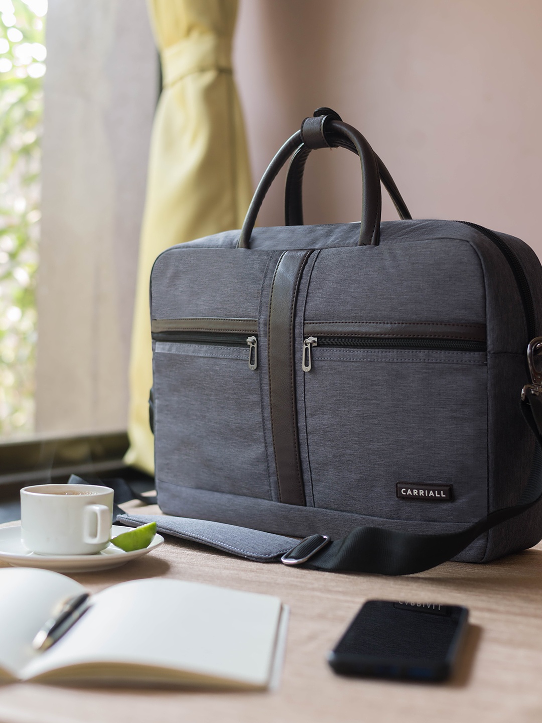 

CARRIALL Unisex Grey & Black Laptop Messenger Bag