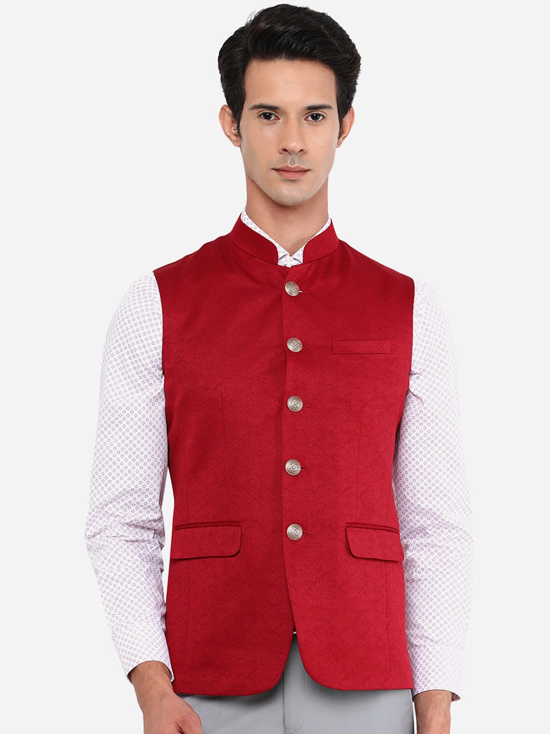 

JB STUDIO Men Red Open Front Jacket