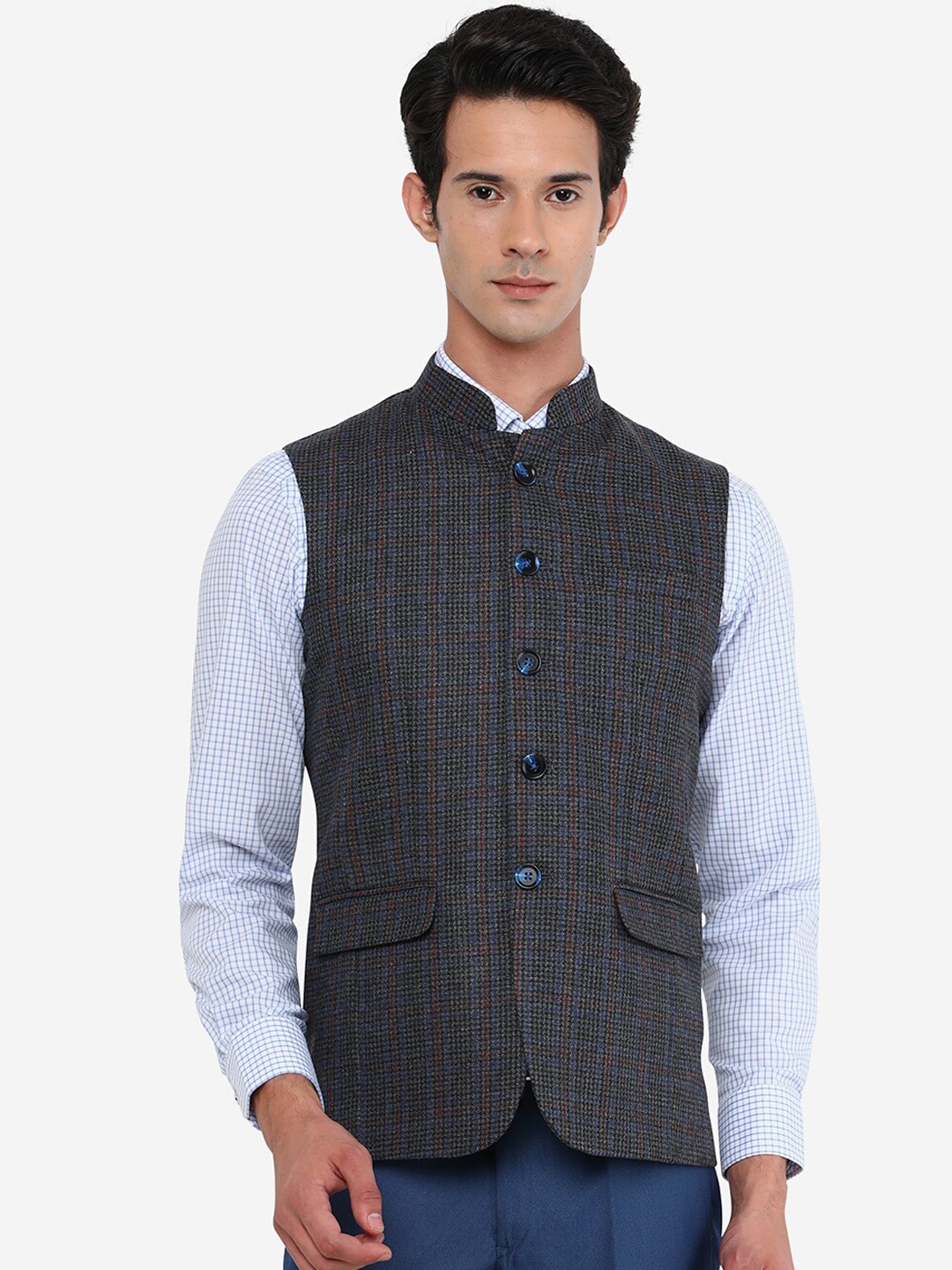 

JB STUDIO Men Grey Tailored Jacket with Embroidered