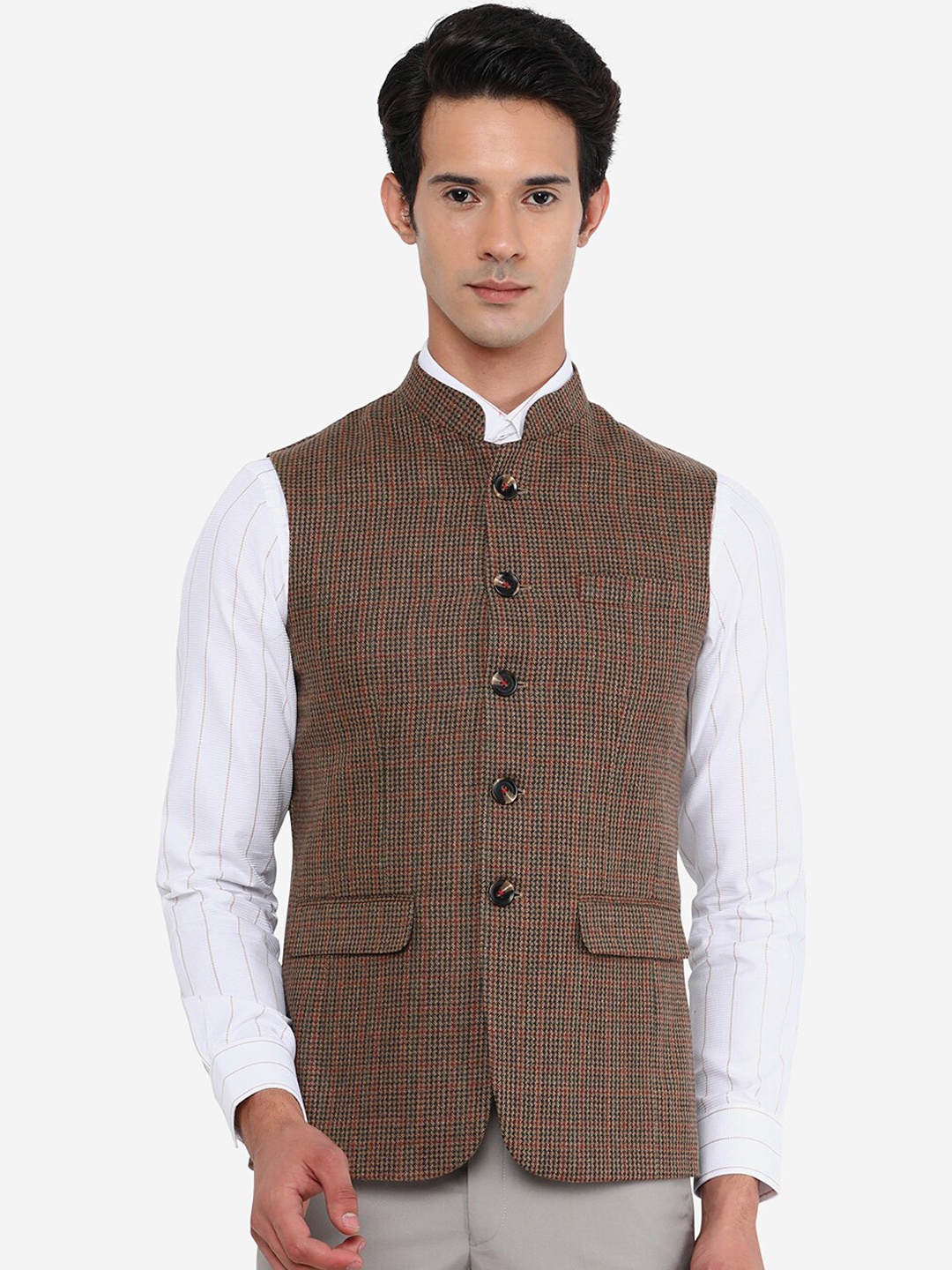 

JB STUDIO Men Brown Longline Tailored Jacket