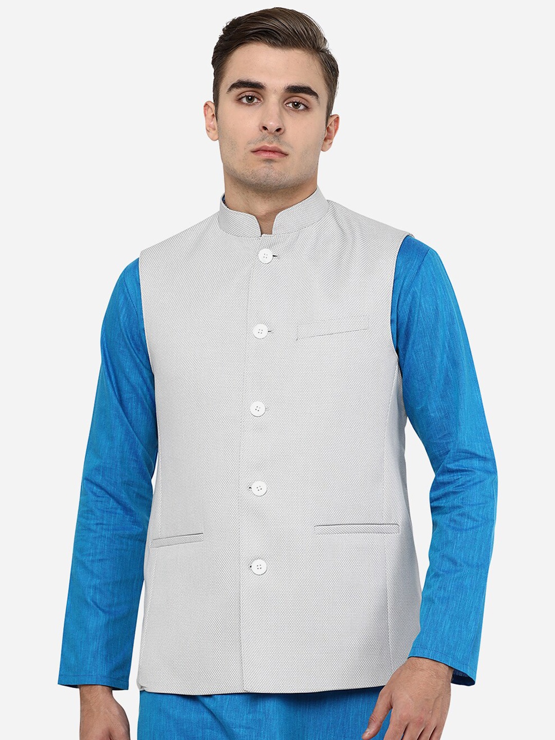 

MODI JACKET Men Self Design Regular Fit Terry Wool Waist Coat, Grey