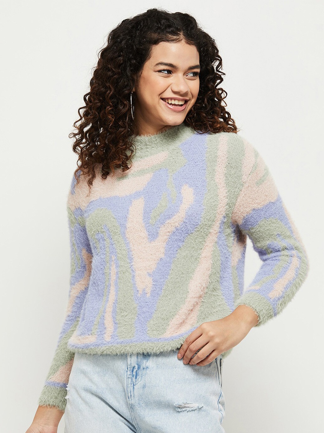 

max Women Green & Blue Pullover