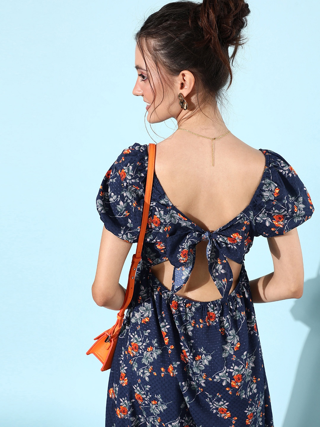 

Mast & Harbour Floral Print Empire Midi Dress, Blue