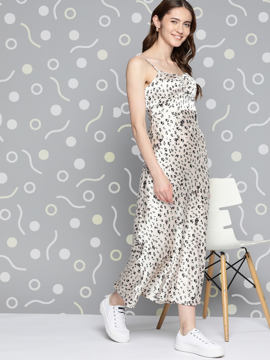 

Mast & Harbour Animal Print A-Line Midi Dress, Beige