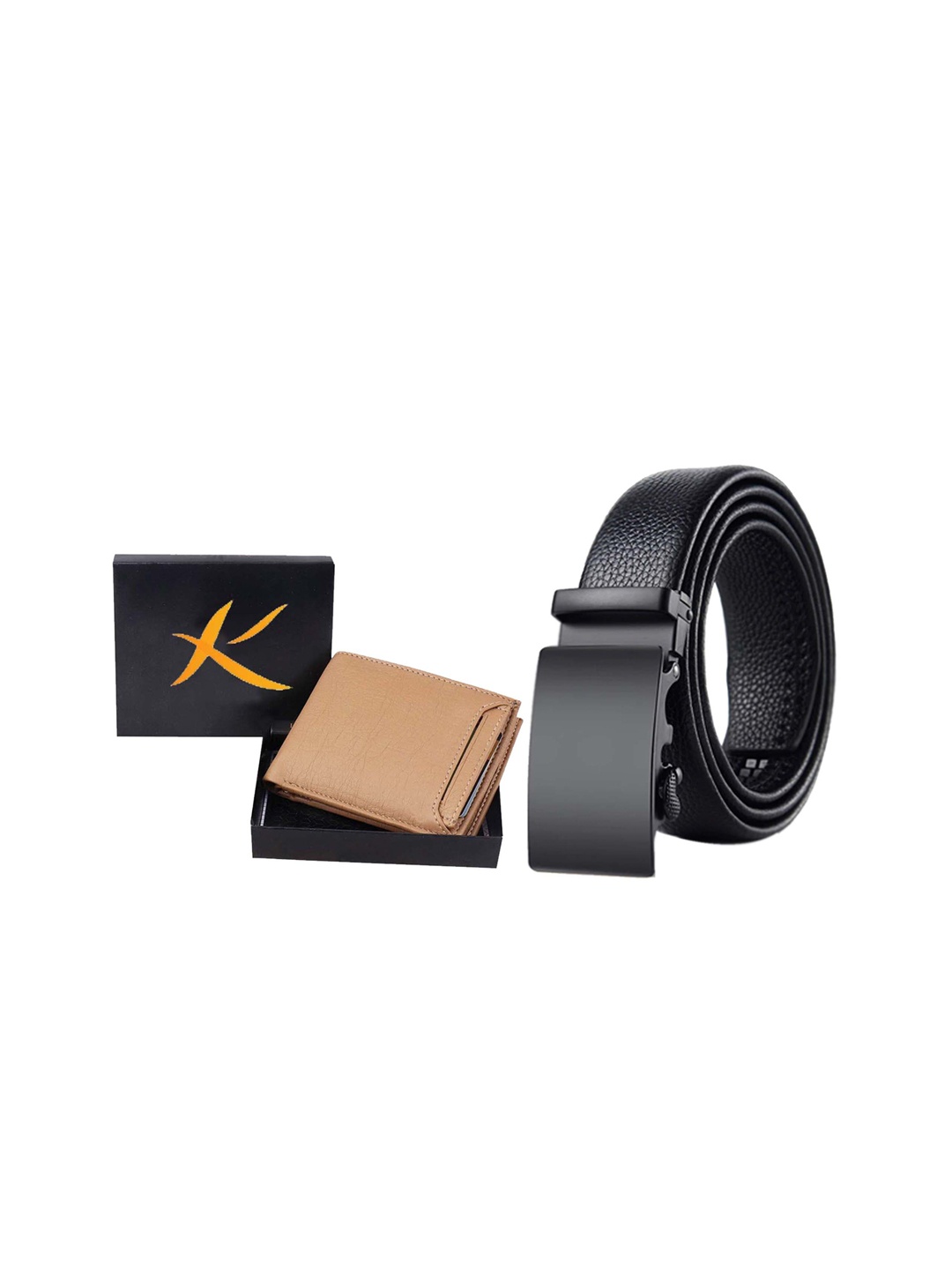 

Kastner Men Set Of 2 Black Solid Wallet & Belt Accessory Gift Set