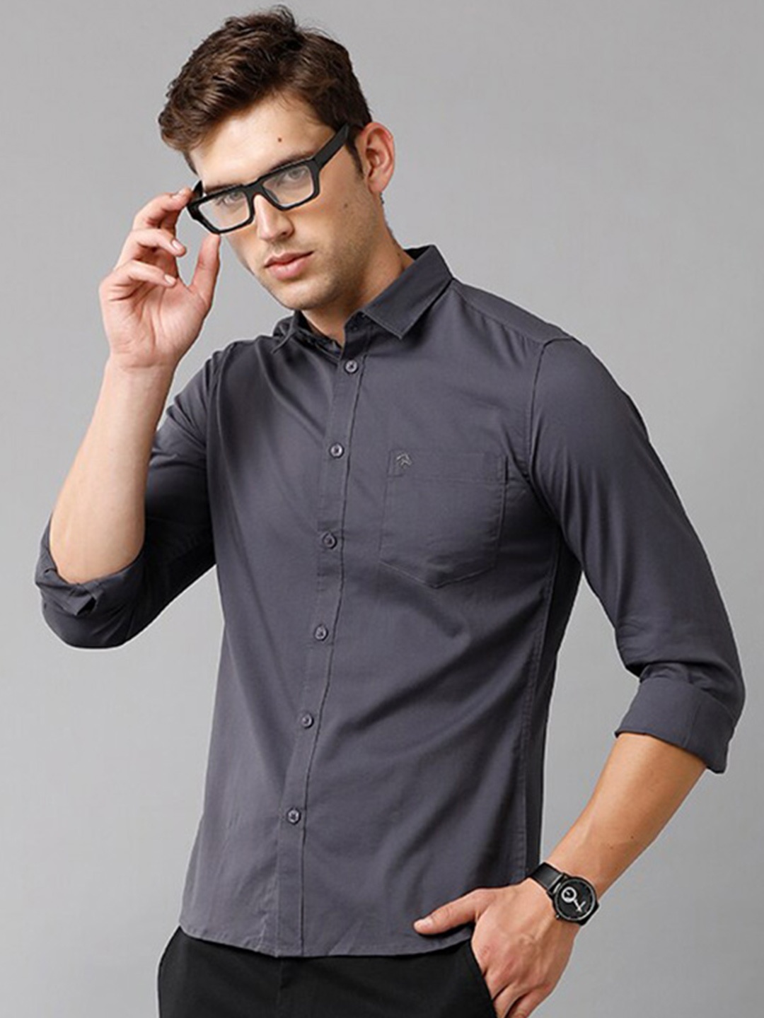

CP BRO Men Grey Smart Slim Fit Casual Shirt