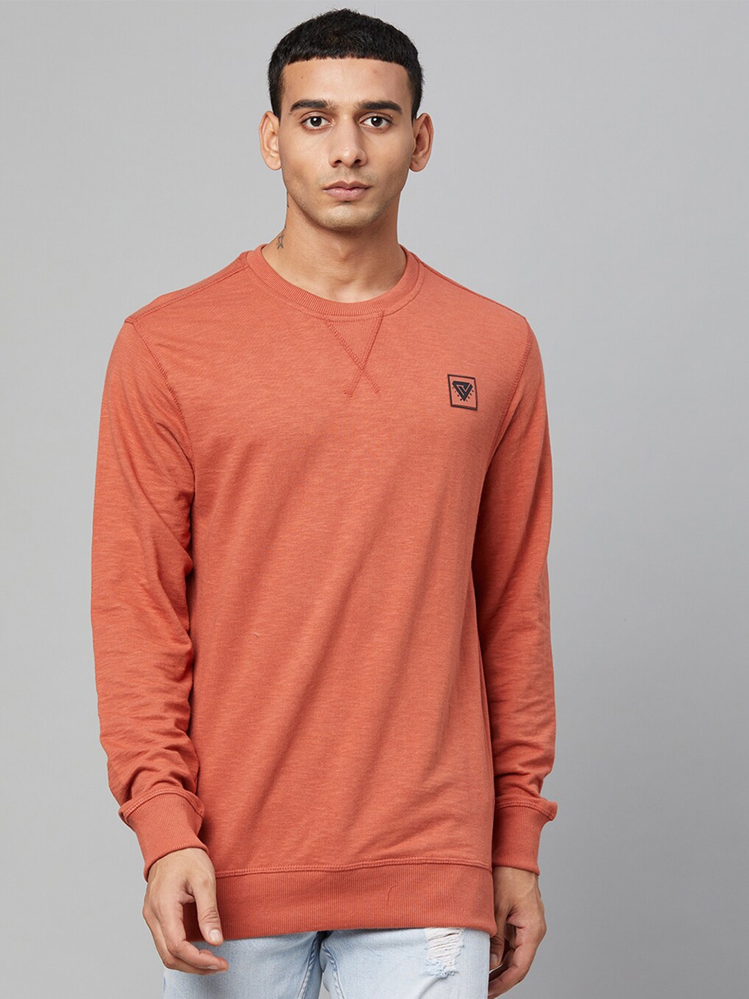 

Club York Men Rust Cotton Sweatshirt