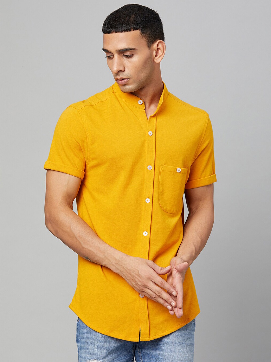 

Club York Men Mustard Cotton Casual Shirt