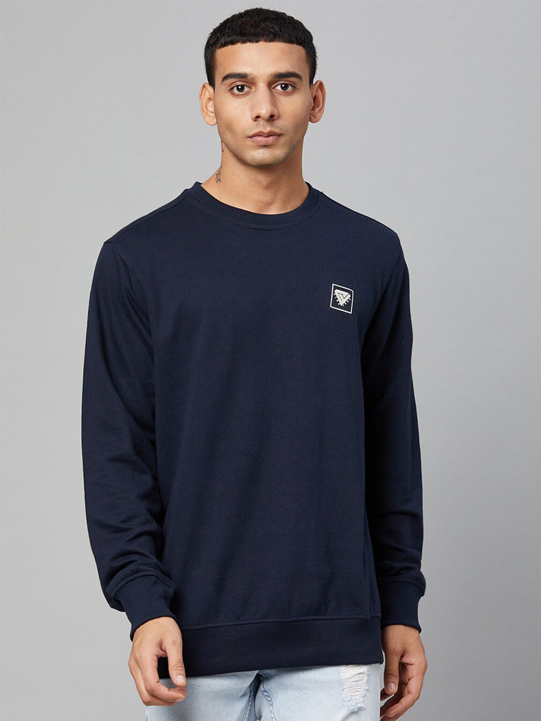 

Club York Men Navy Blue Solid Sweatshirt