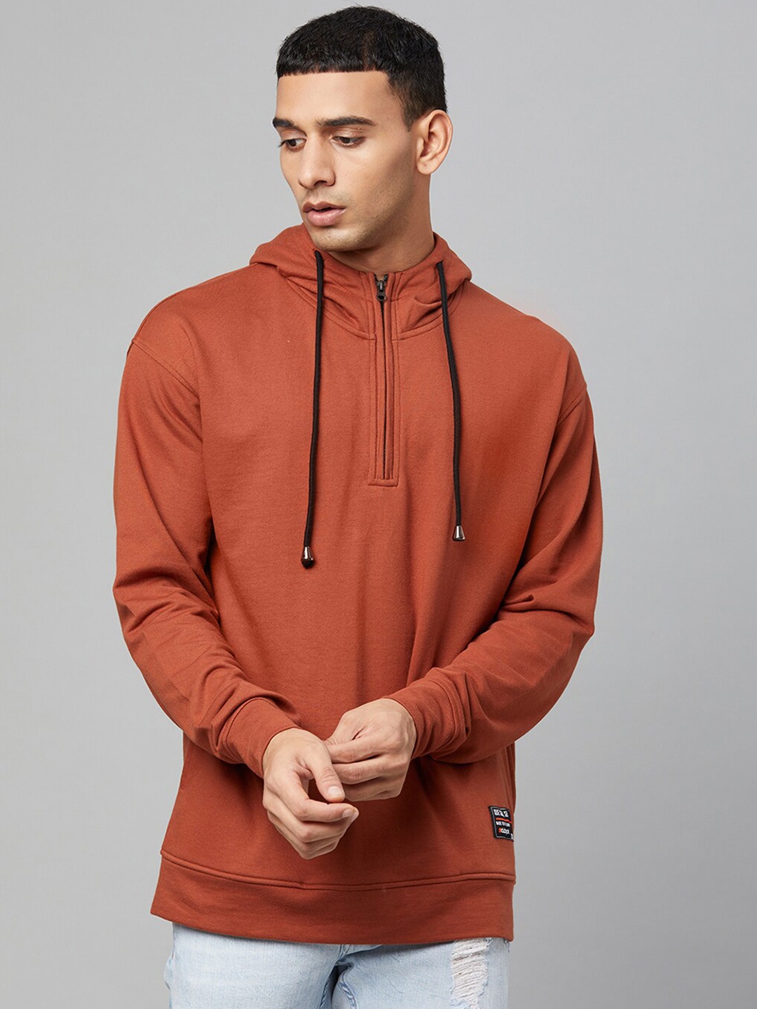 

Club York Men Rust Solid Cotton Sweatshirt