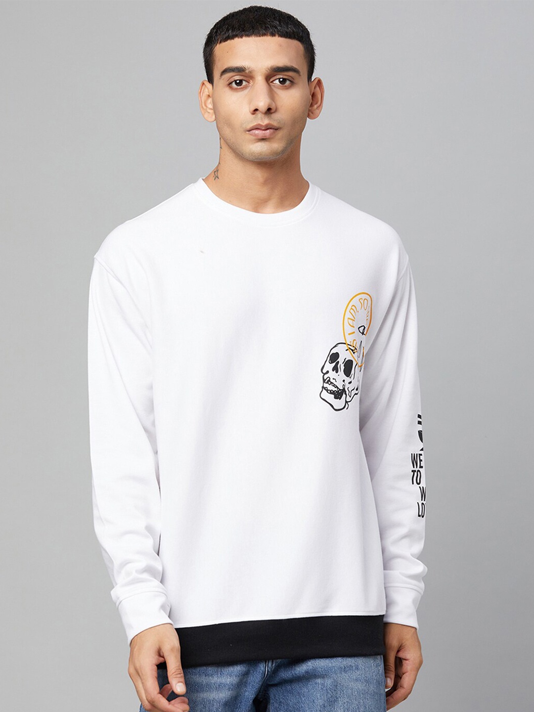 

Club York Men White Solid Sweatshirt