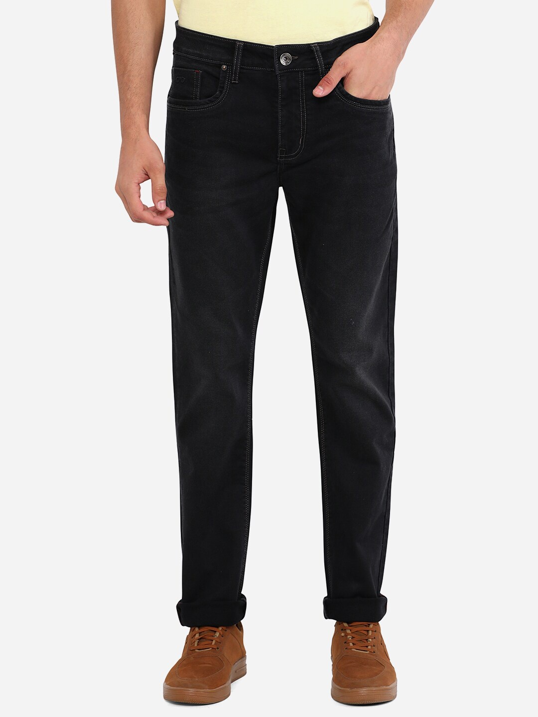 

JADE BLUE Men Black Slim Fit Light Fade Cotton Jeans