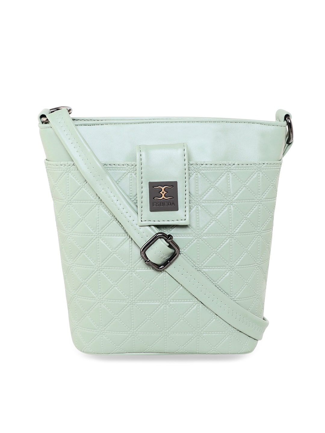 ESBEDA Green PU Bucket Hobo Bag with Quilted