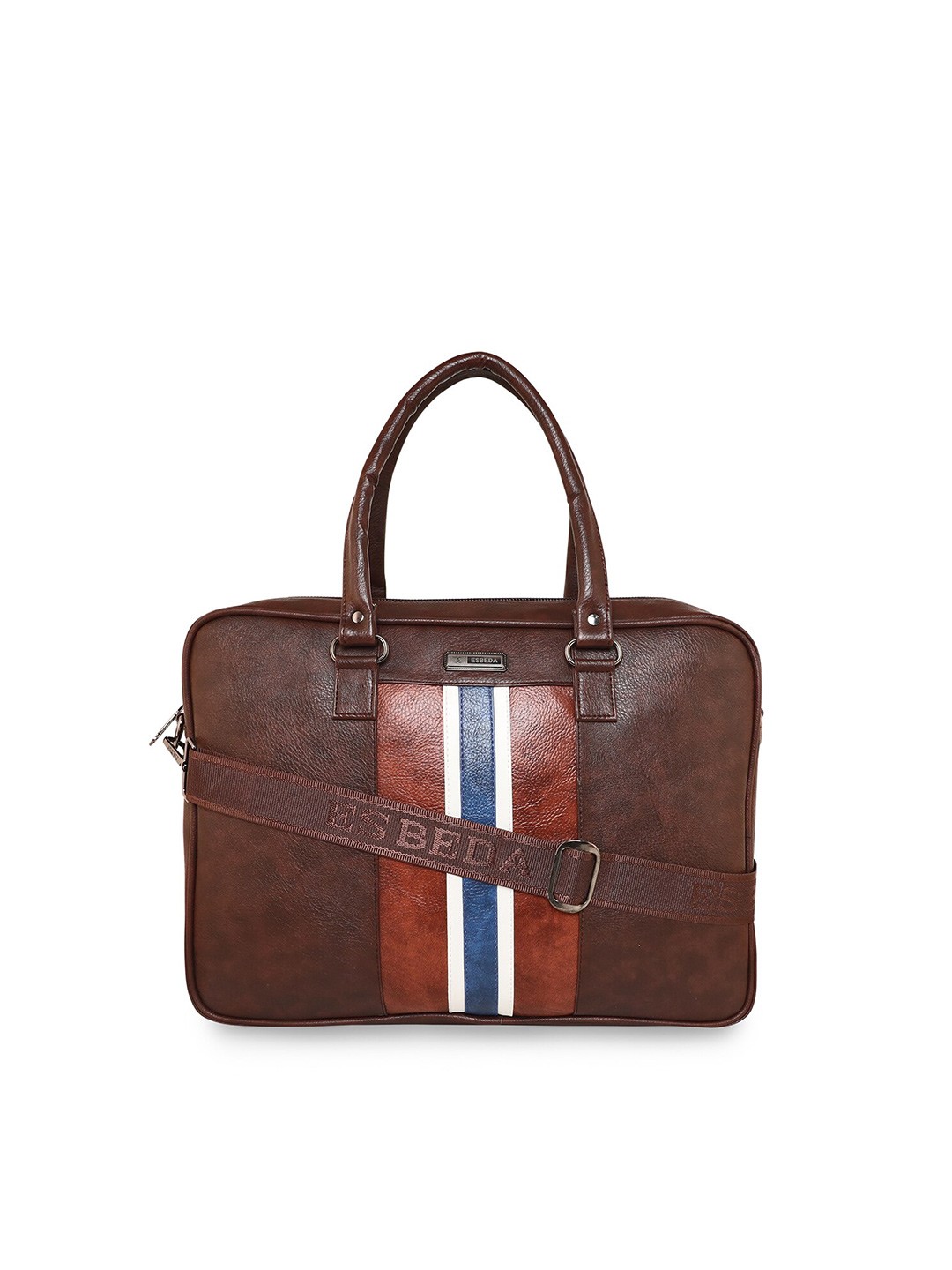 

ESBEDA Men Brown & Blue PU Laptop Bag