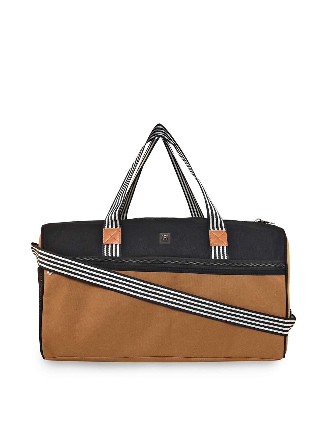 

ESBEDA Men Tan Brown & Black Colourblocked Canvas Duffel Bag