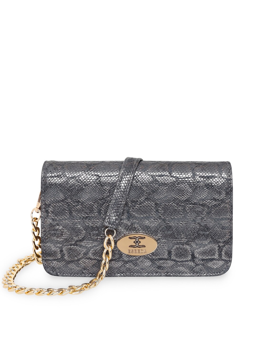 

ESBEDA Women Grey & Gold-Toned Printed Box Clutch