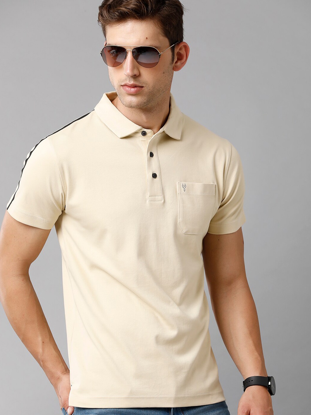 

Classic Polo Men Yellow Polo Collar Slim Fit Cotton T-shirt