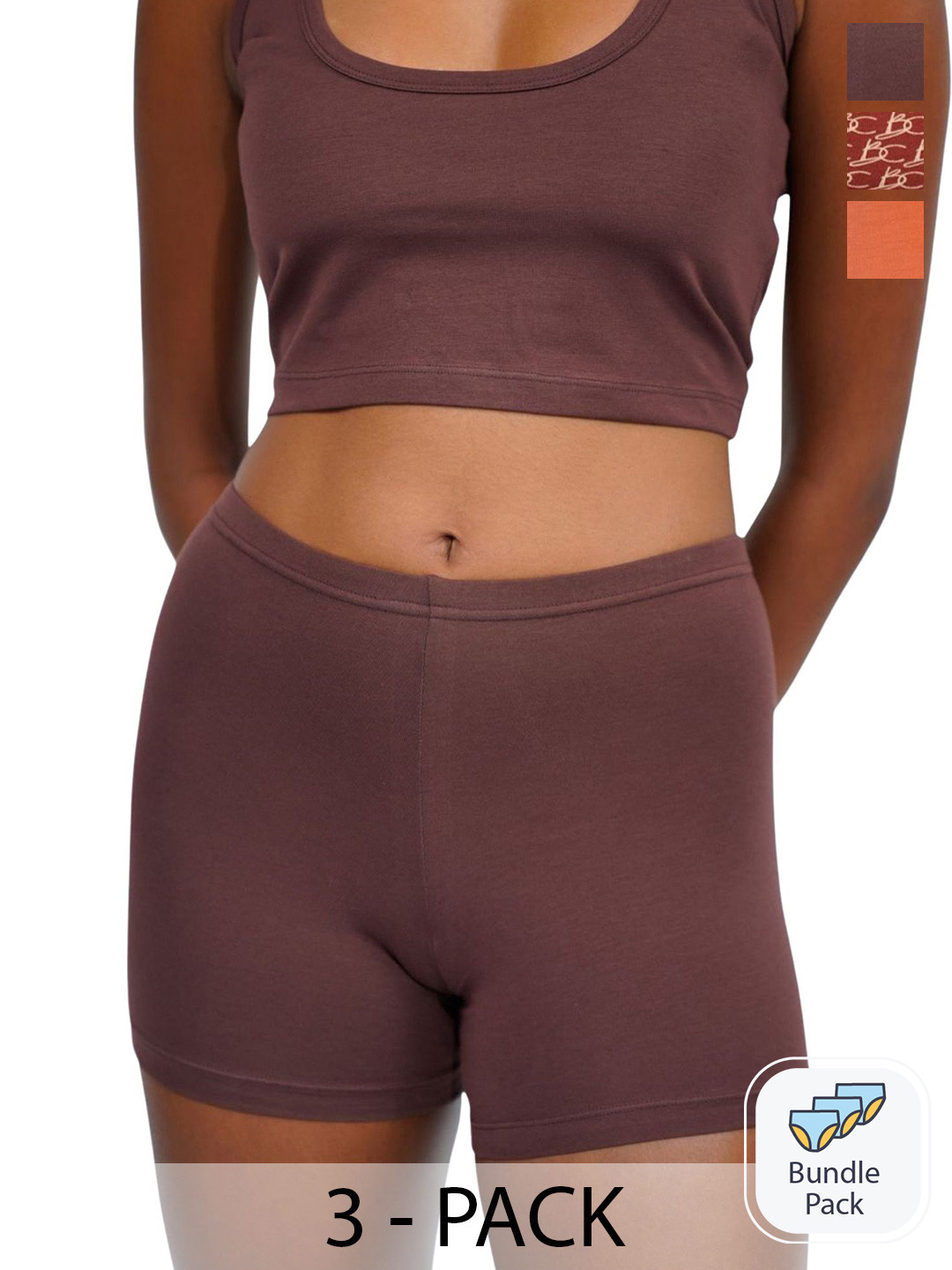 

Butt-Chique Women Assorted Pack of 3 Boy Shorts Briefs, Maroon