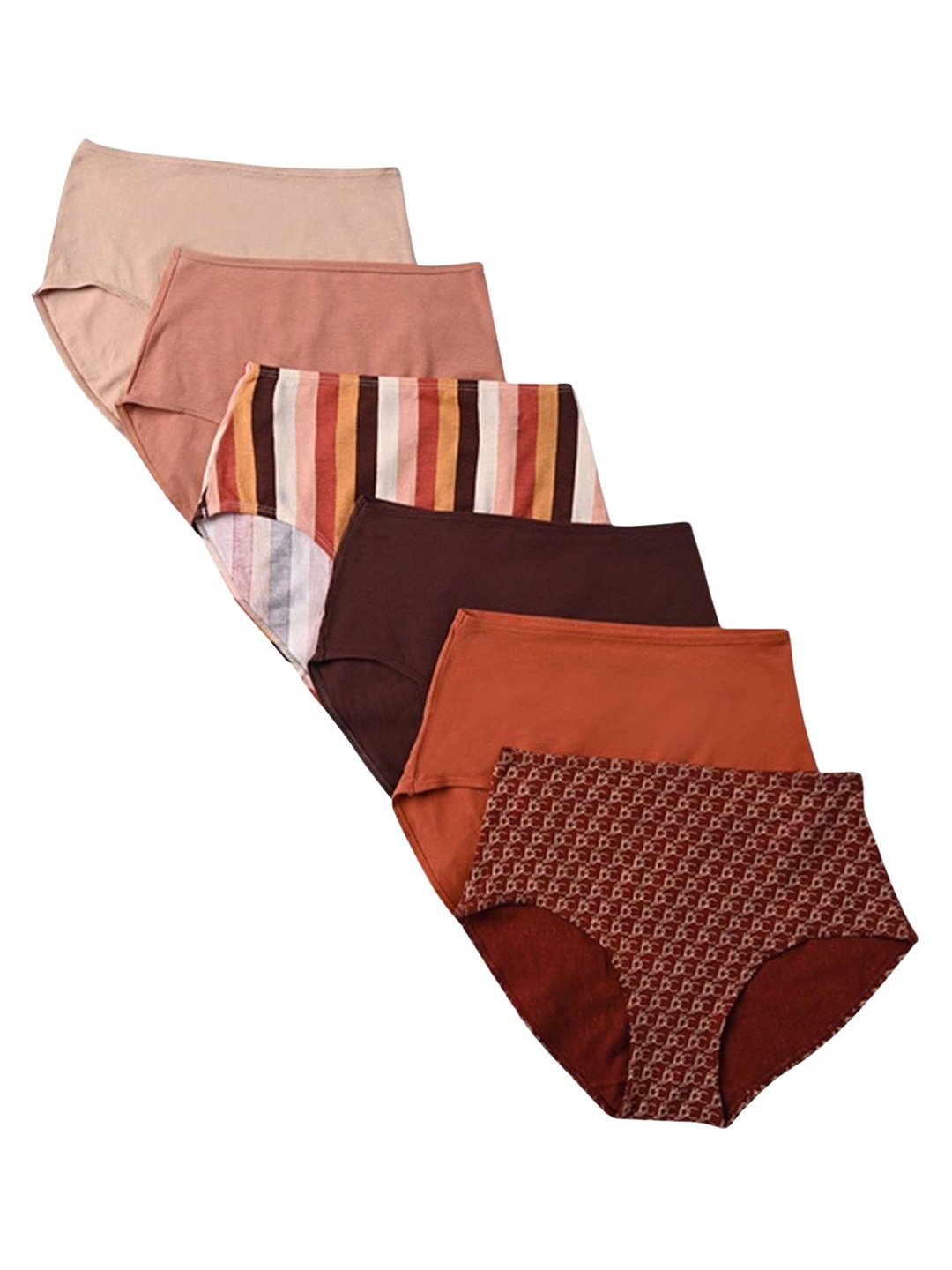 

Butt-Chique Pack of 6 Assorted High Rise Briefs, Nude