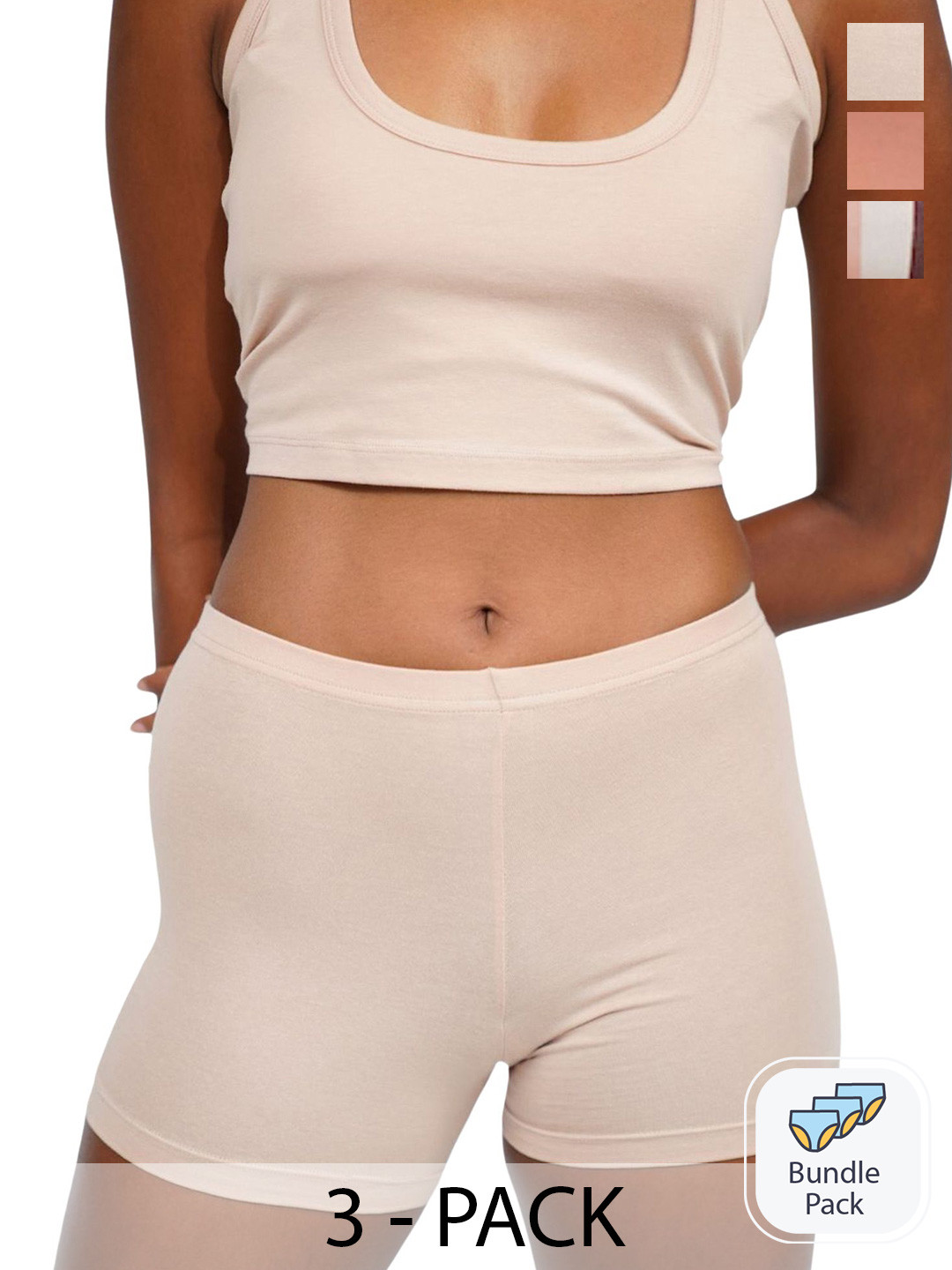 

Butt-Chique Women Assorted Pack of 3 Boy Shorts Briefs, Nude