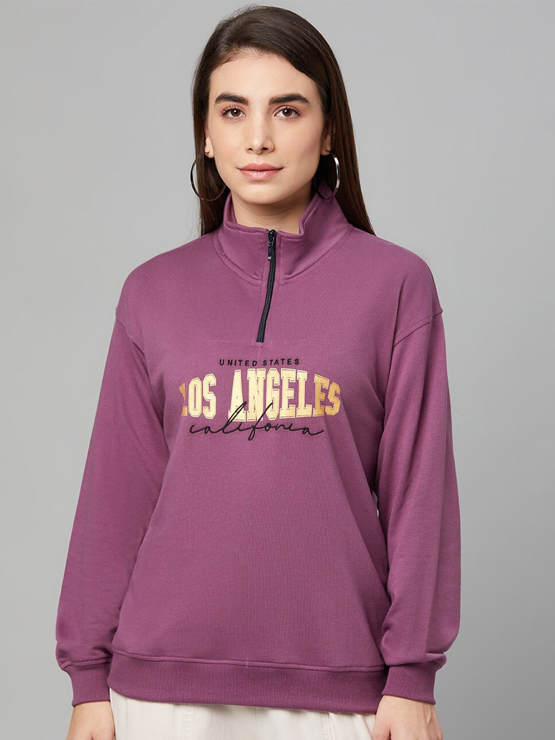 

Club York Women Purple Printed Sweatshirt