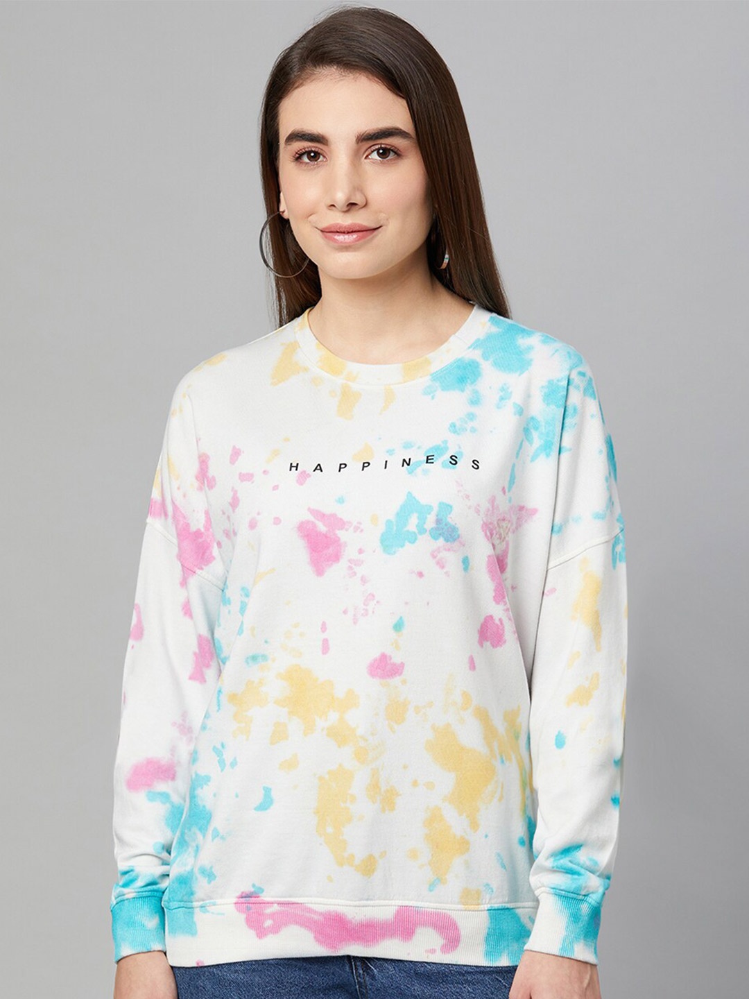 

Club York Women White & Blue Printed Sweatshirt